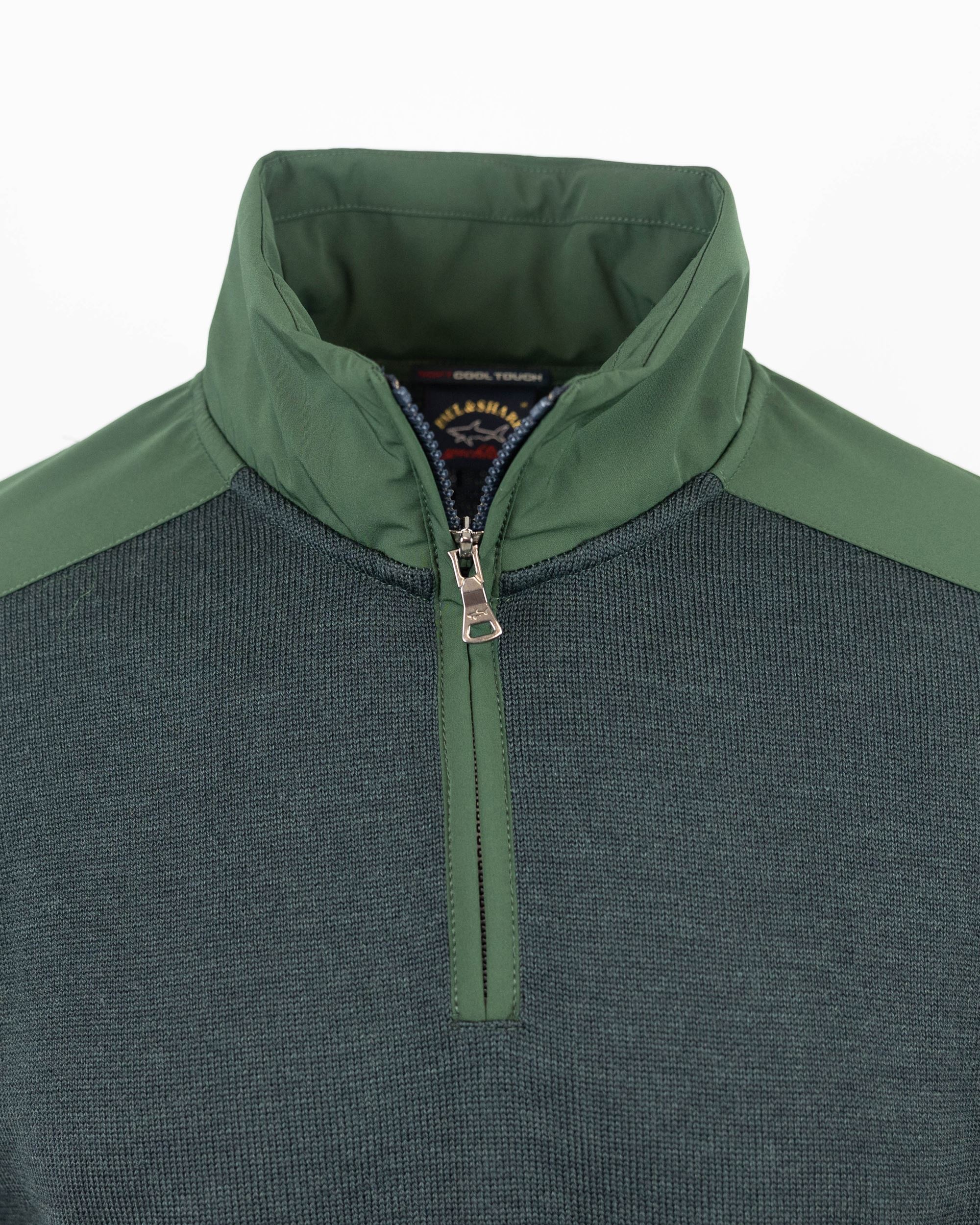 Shop Paul & Shark Half Zip Sweater With Nylon Inserts In 248verdone