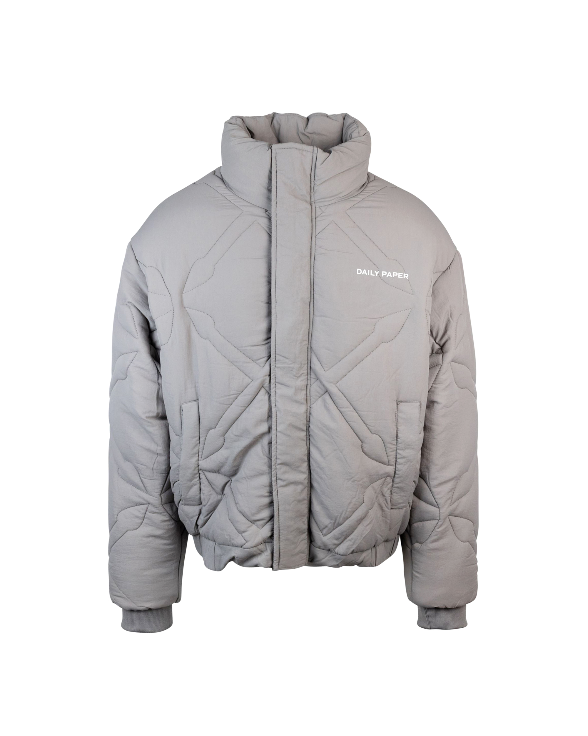 Shop Daily Paper Runako Gray Down Jacket In Grey Flannel