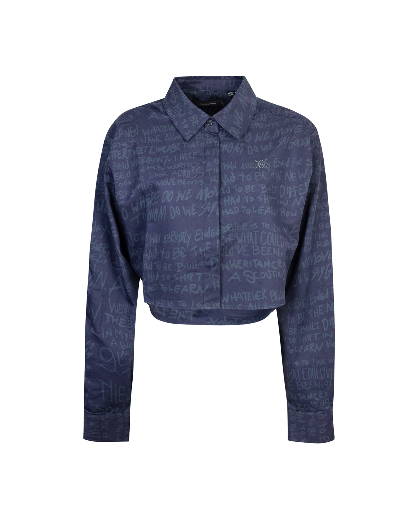 Shop Daily Paper Camicia Cropped Raine In Deep Navy