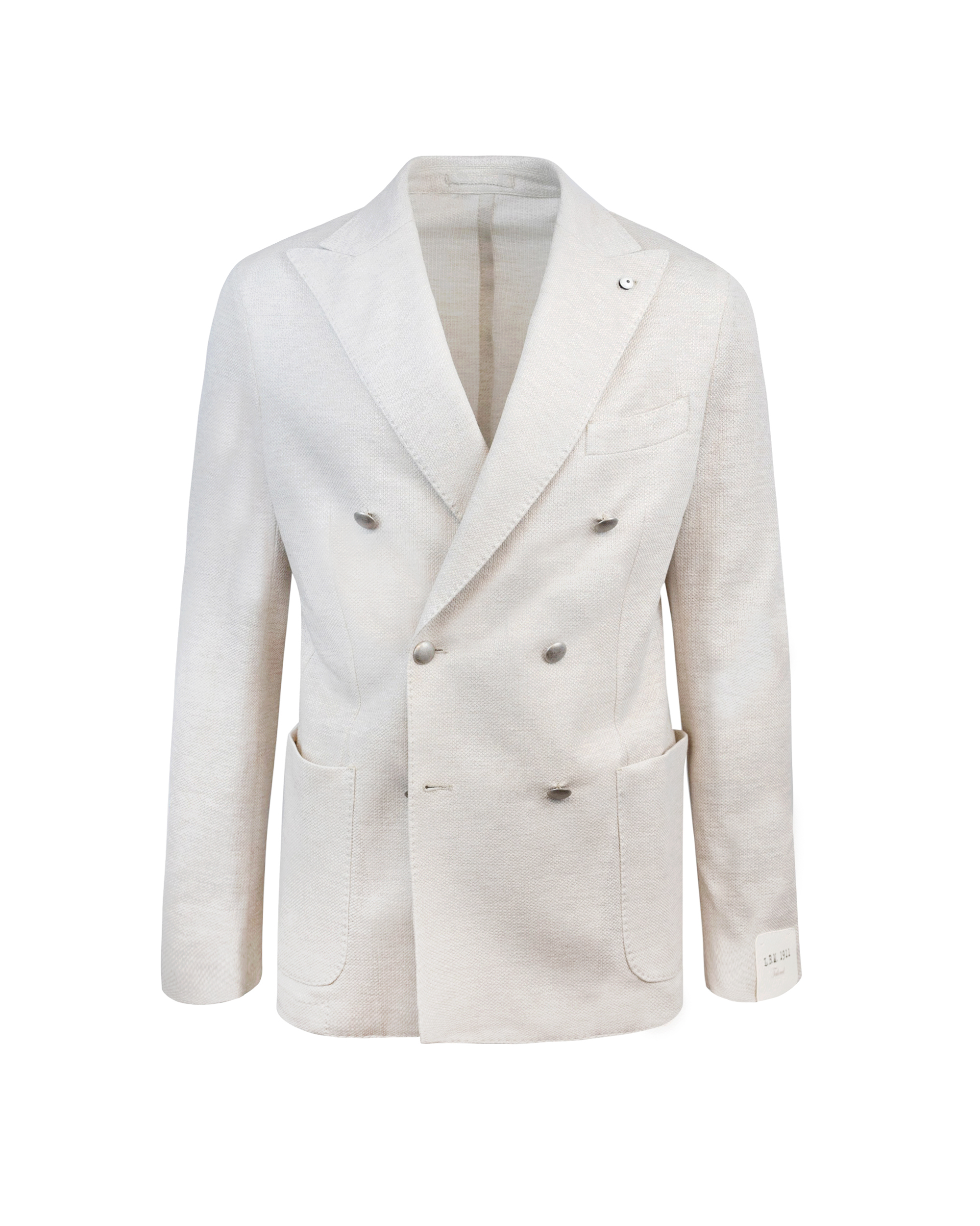 Shop L.b.m 1911 Tom Double-breasted Jacket In Ivory Jersey In 02