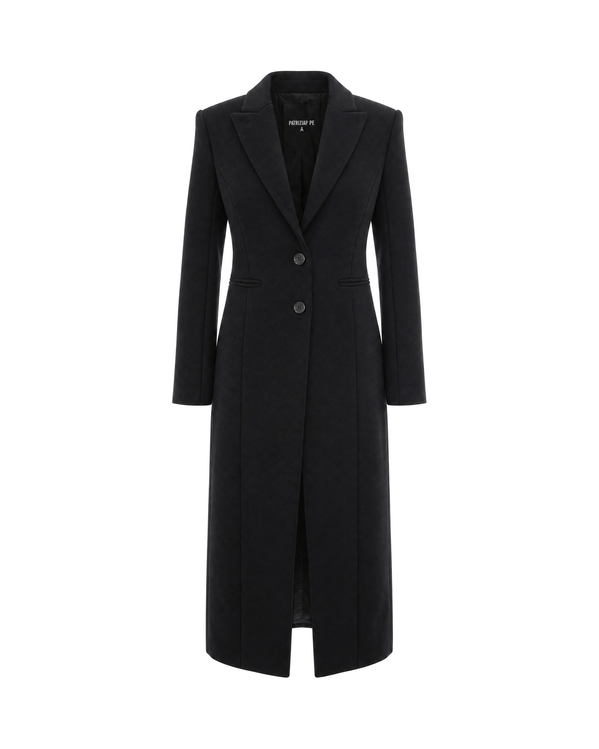 Patrizia Pepe Cappotto Lungo Misto Lana Nero In Black