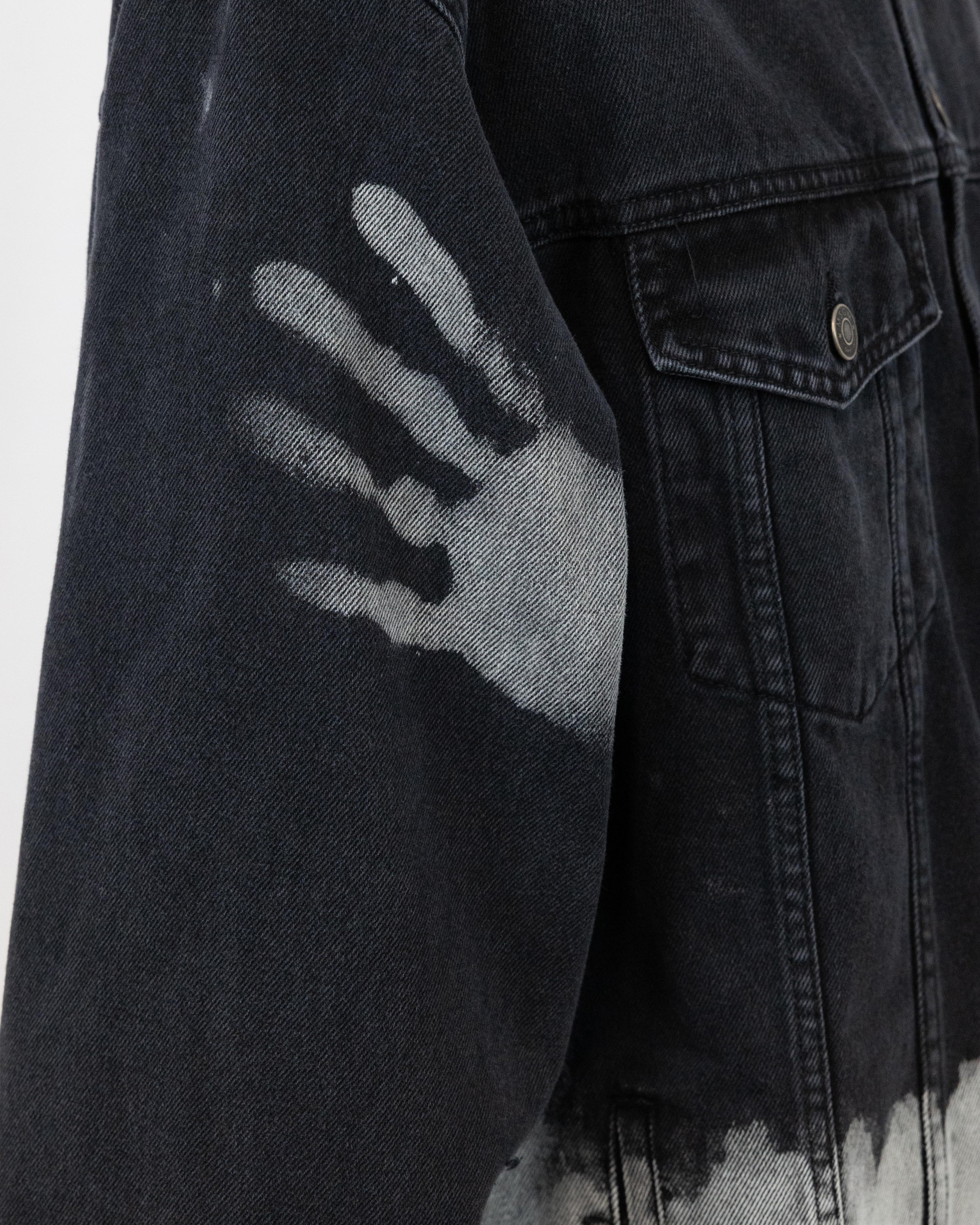 Shop Msgm Giacca In Jeans Bleached Hands In 99black