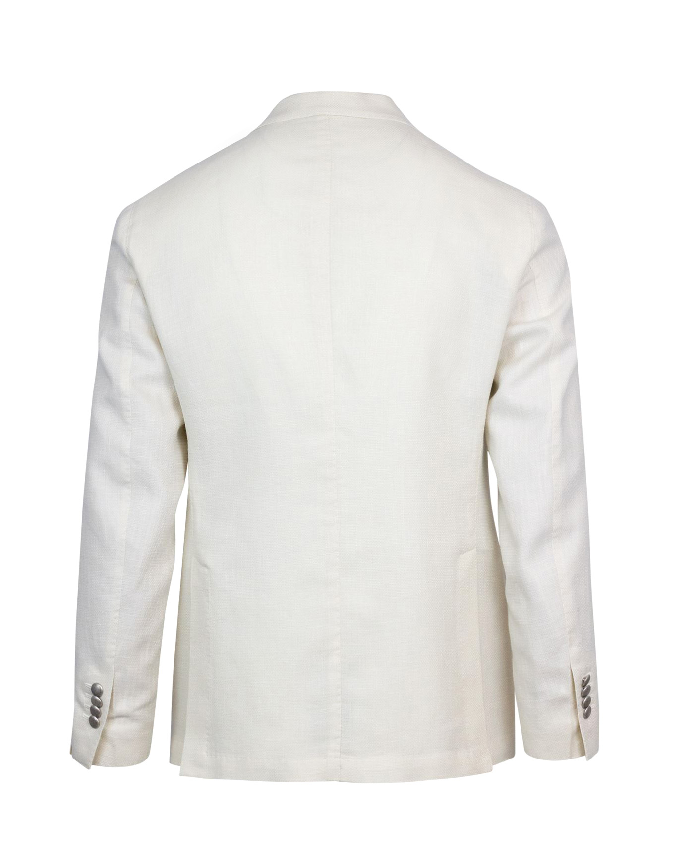 Shop L.b.m 1911 Double-breasted Jacket In Wool-linen Blend In Bianco
