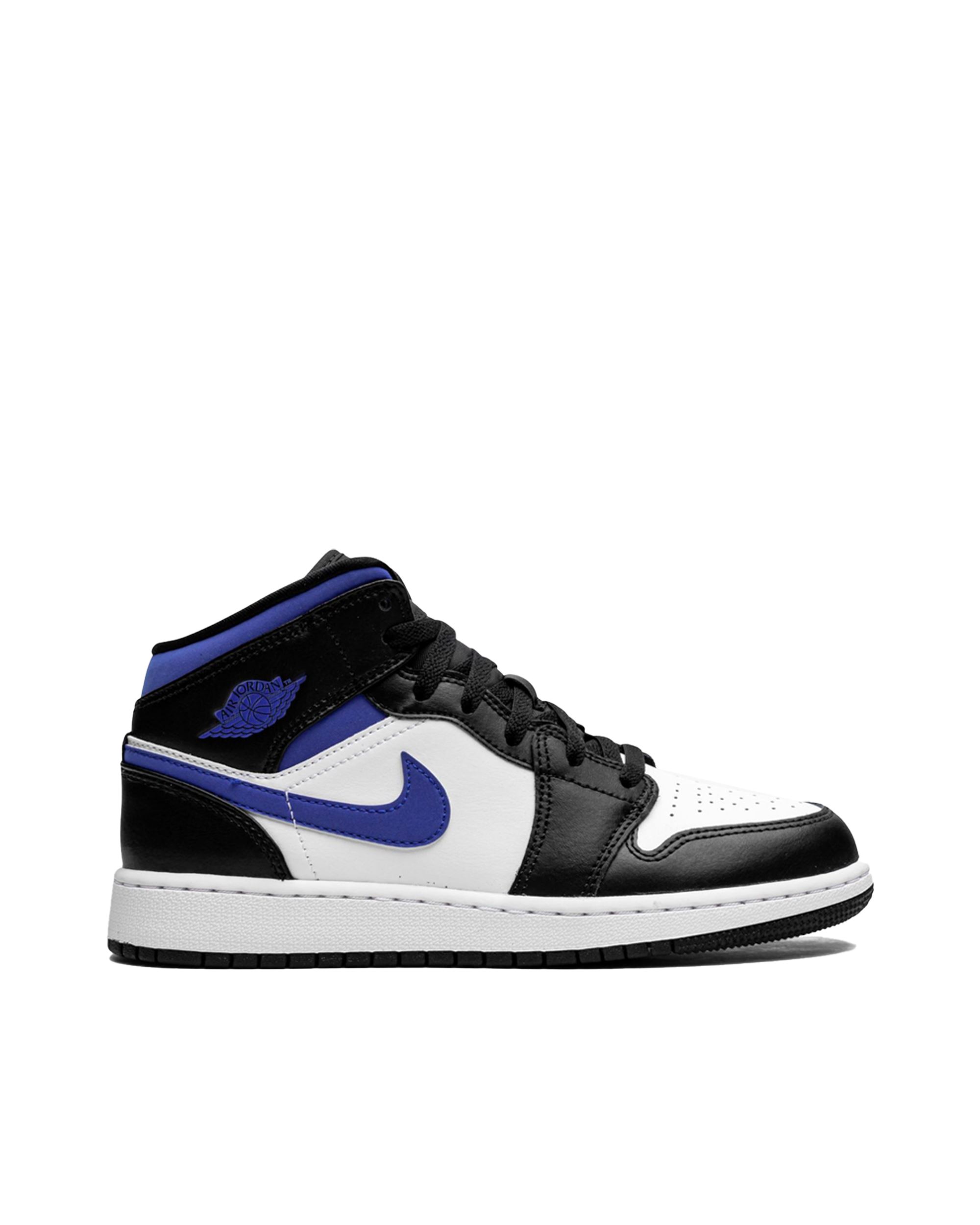 Shop Nike Jordan 1 Mid White Black Royal (gs) In Blue