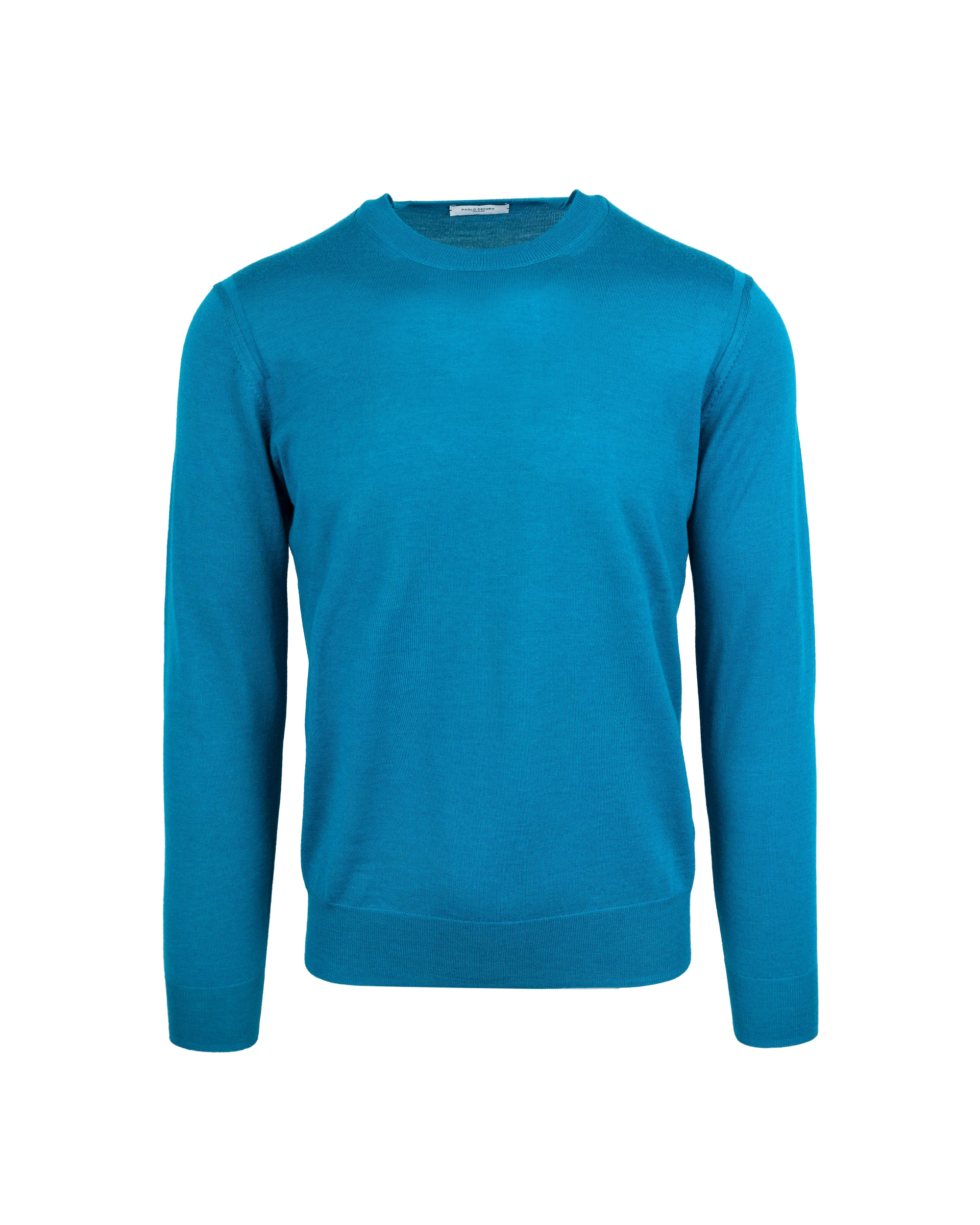 Shop Paolo Pecora Regular Light Blue Crew Neck Sweater In 6312