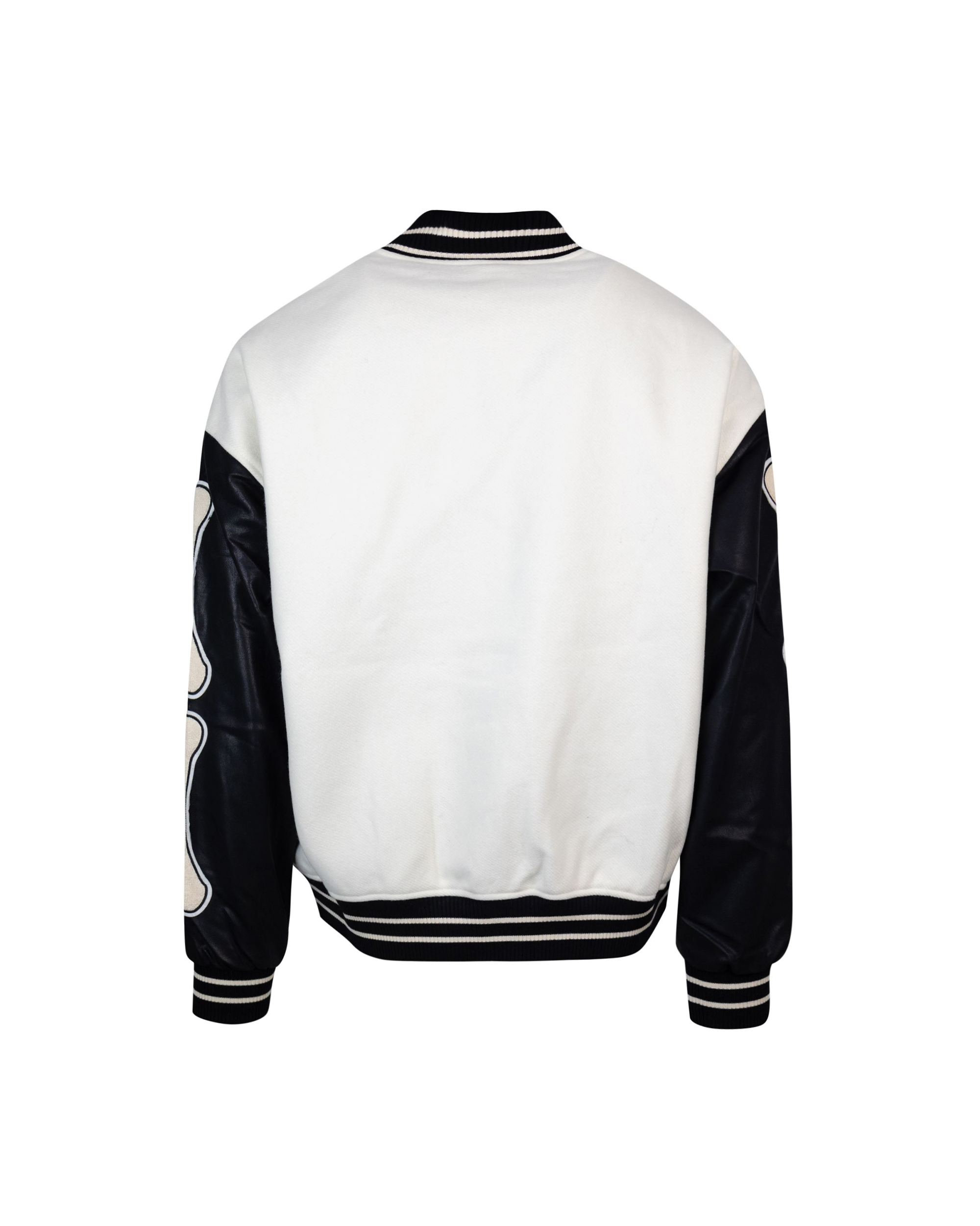 Shop Acupuncture Two-tone Varsity Jacket In White/black