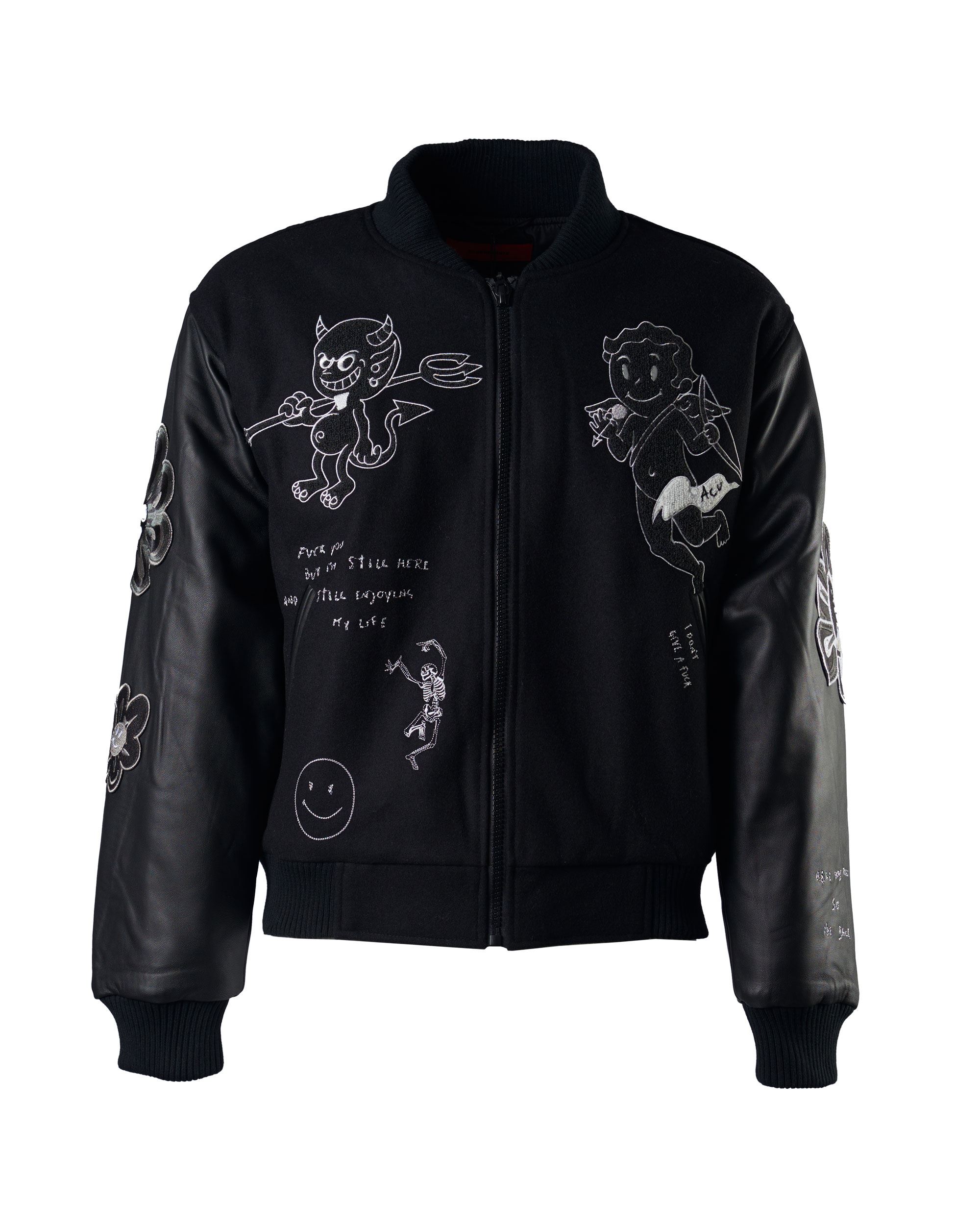 Shop Acupuncture Bomber With Patches And Embroidery In Black