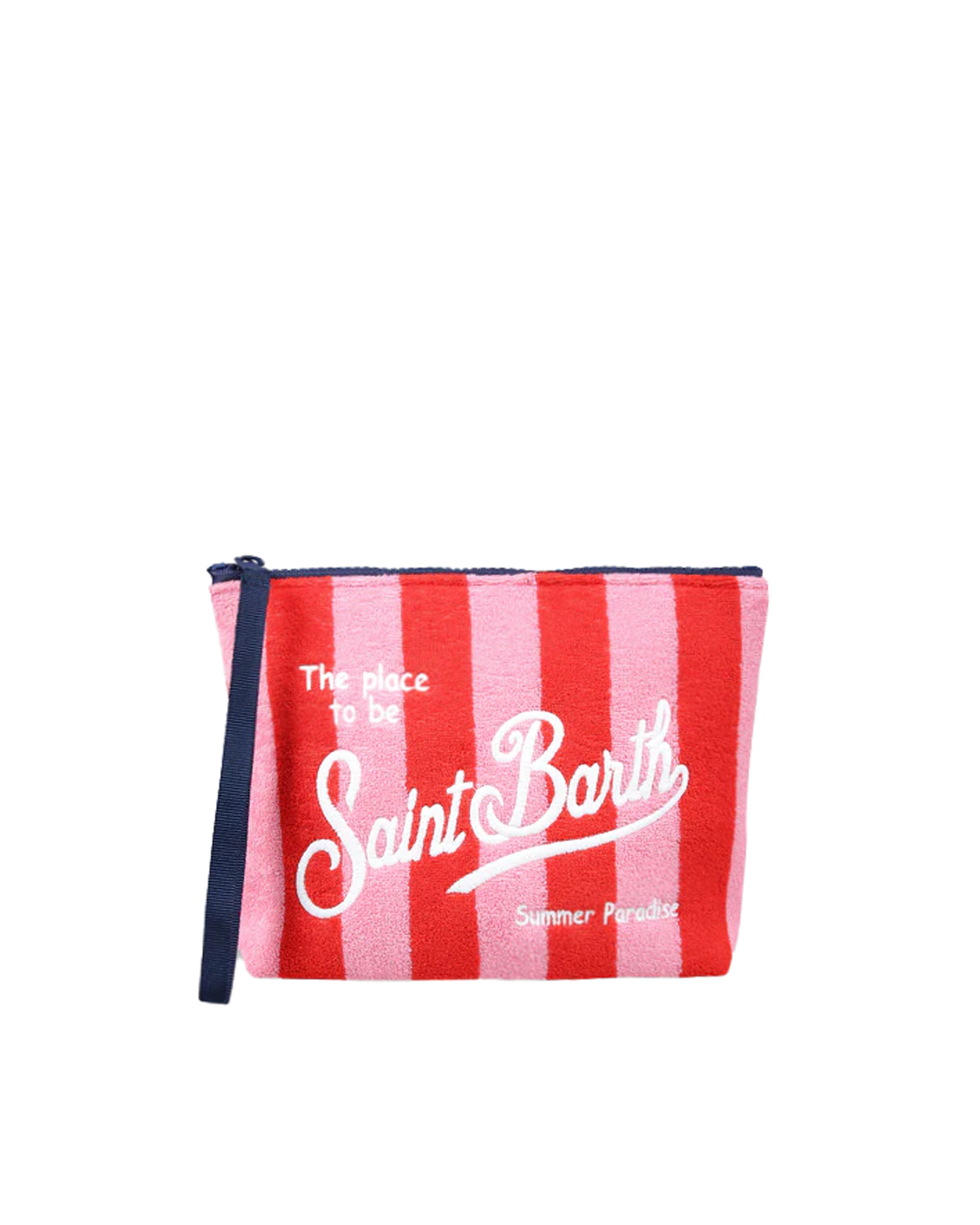 Mc2 Saint Barth Aline Red And Pink Striped Clutch Bag In 00206f