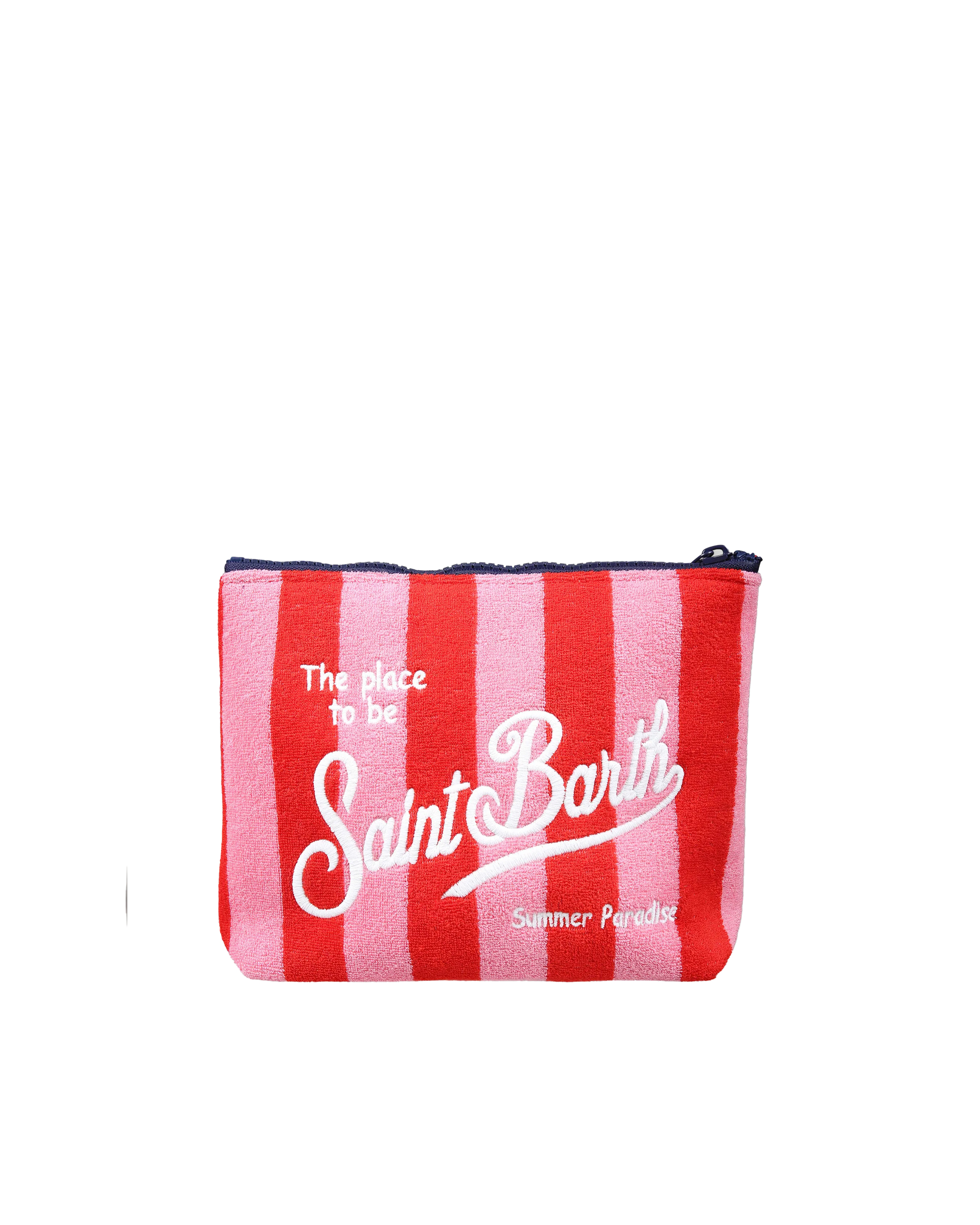 Shop Mc2 Saint Barth Aline Red And Pink Striped Clutch Bag In 00206f