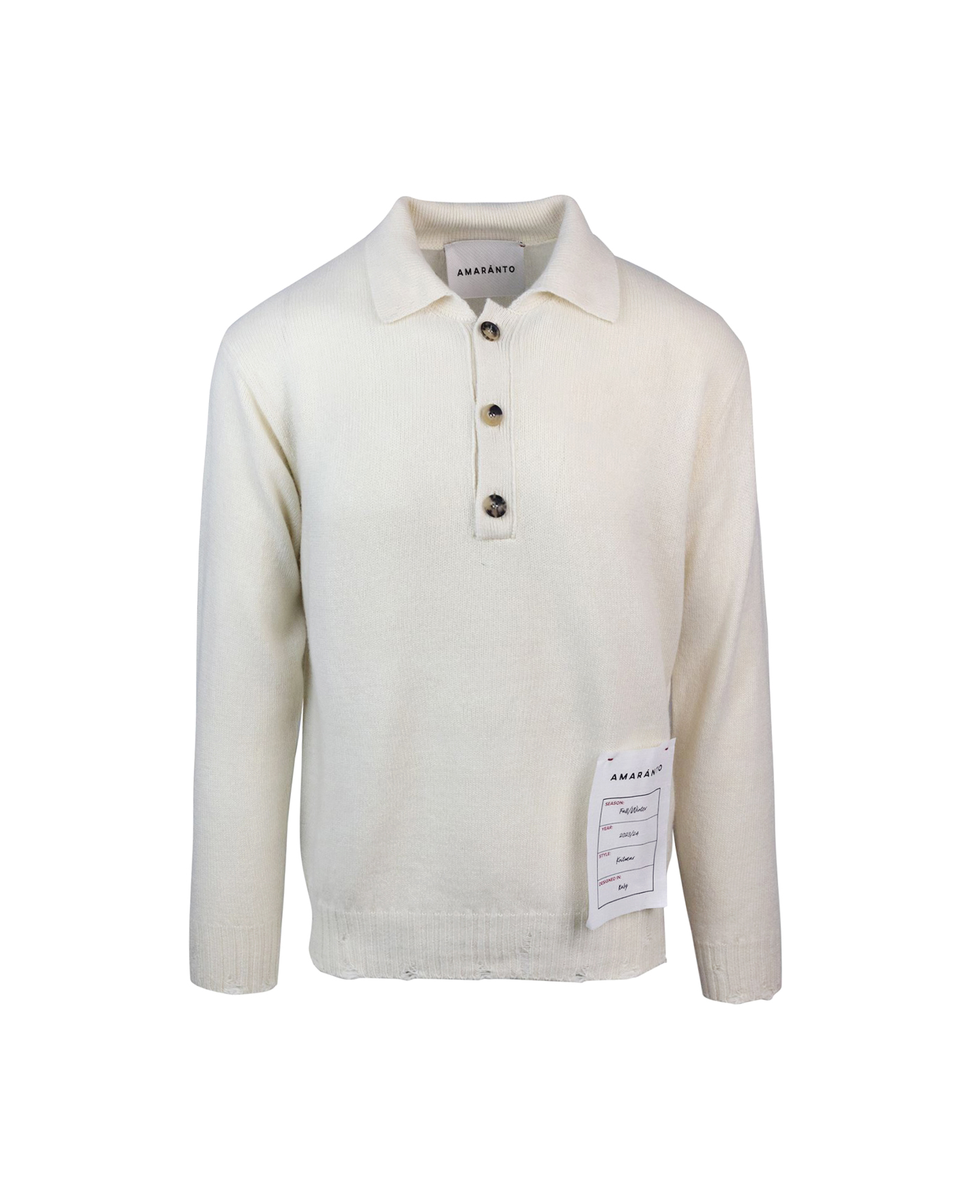 Shop Amaranto Ivory Knitted Polo Shirt In Ru 03mpanna