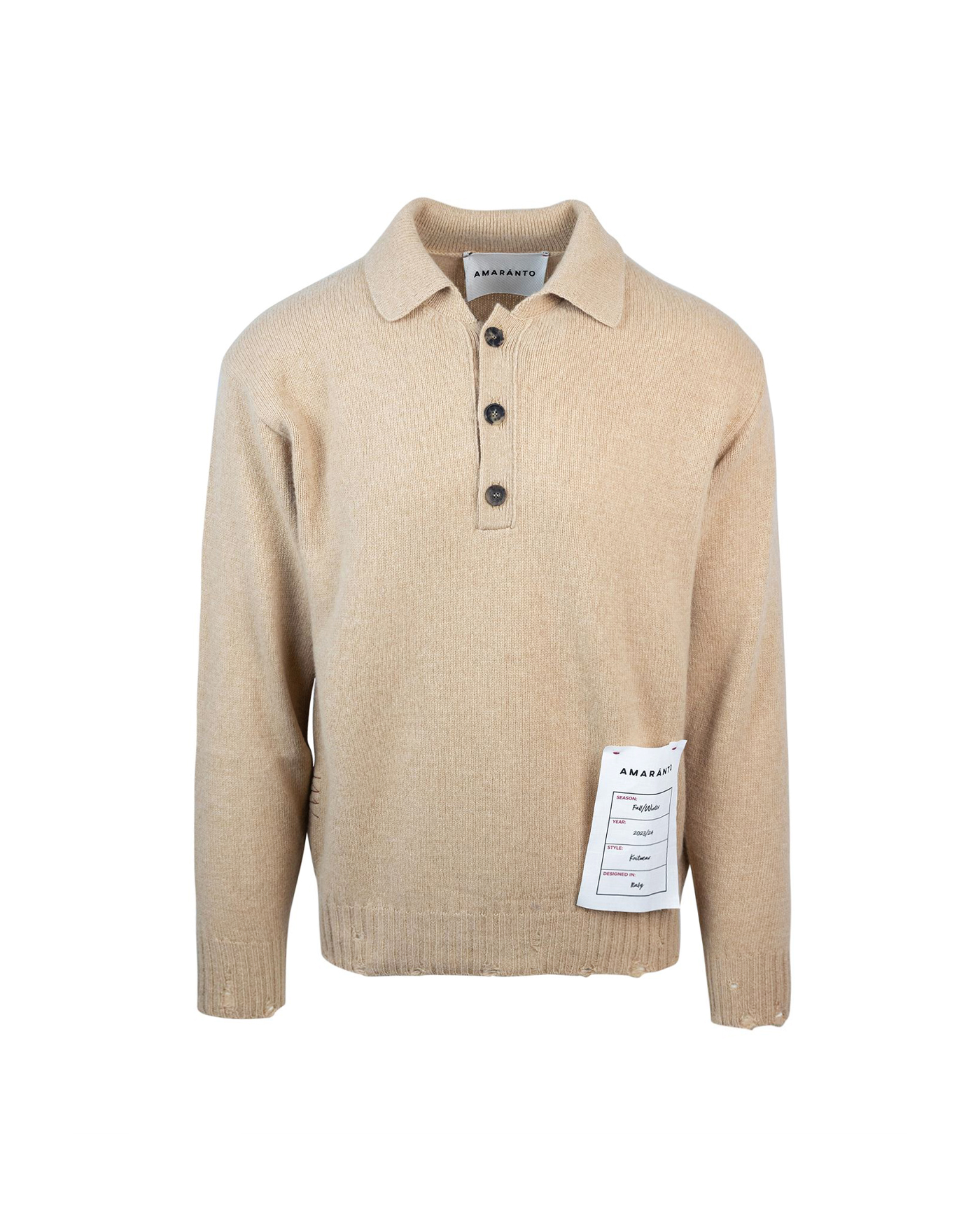 Shop Amaranto Hazelnut Knitted Polo Shirt In Ru 08mnocciola