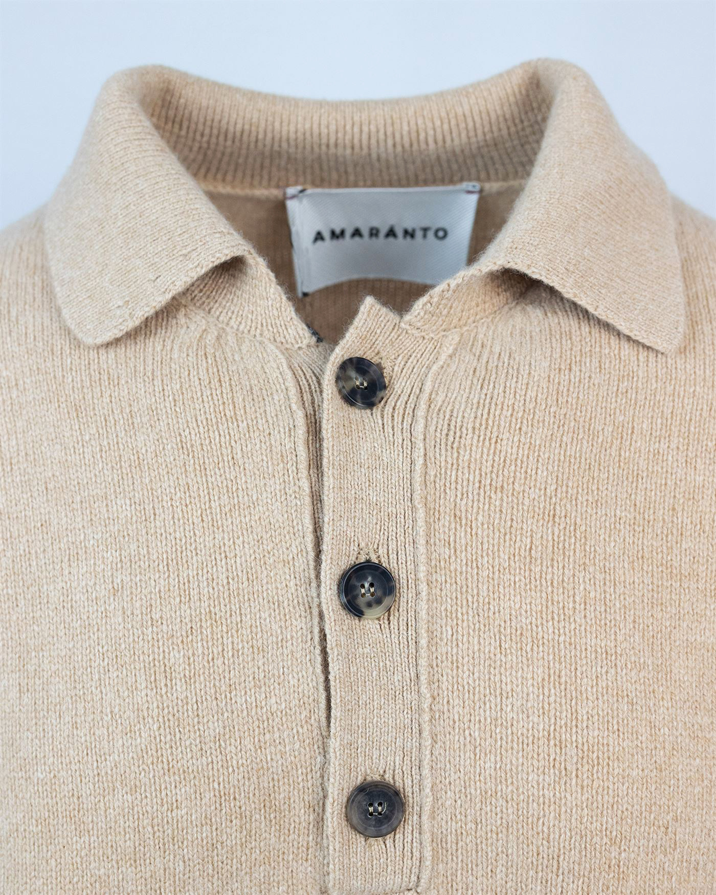 Shop Amaranto Hazelnut Knitted Polo Shirt In Ru 08mnocciola