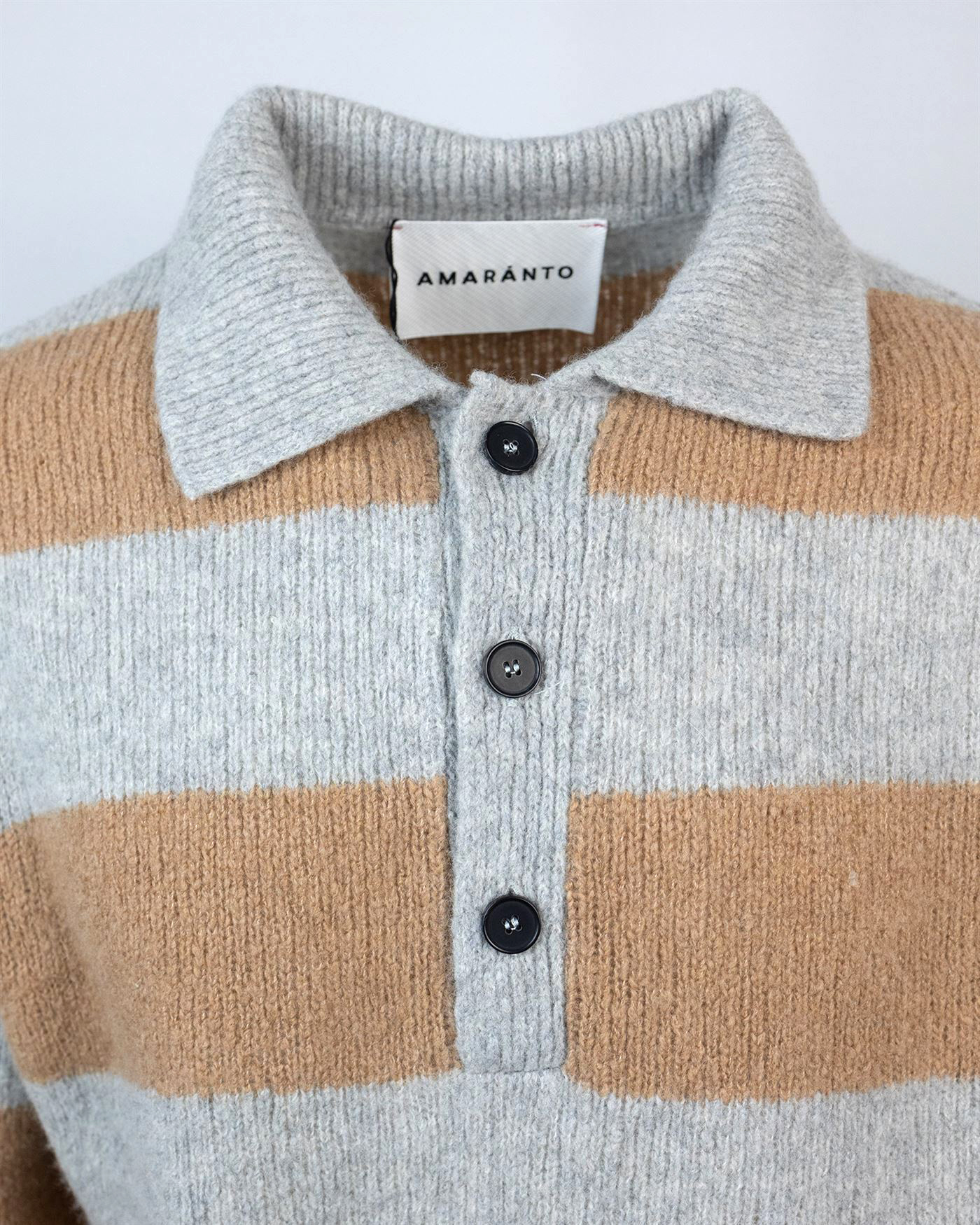 Shop Amaranto Gray Striped Polo Shirt In Rv 458pietra
