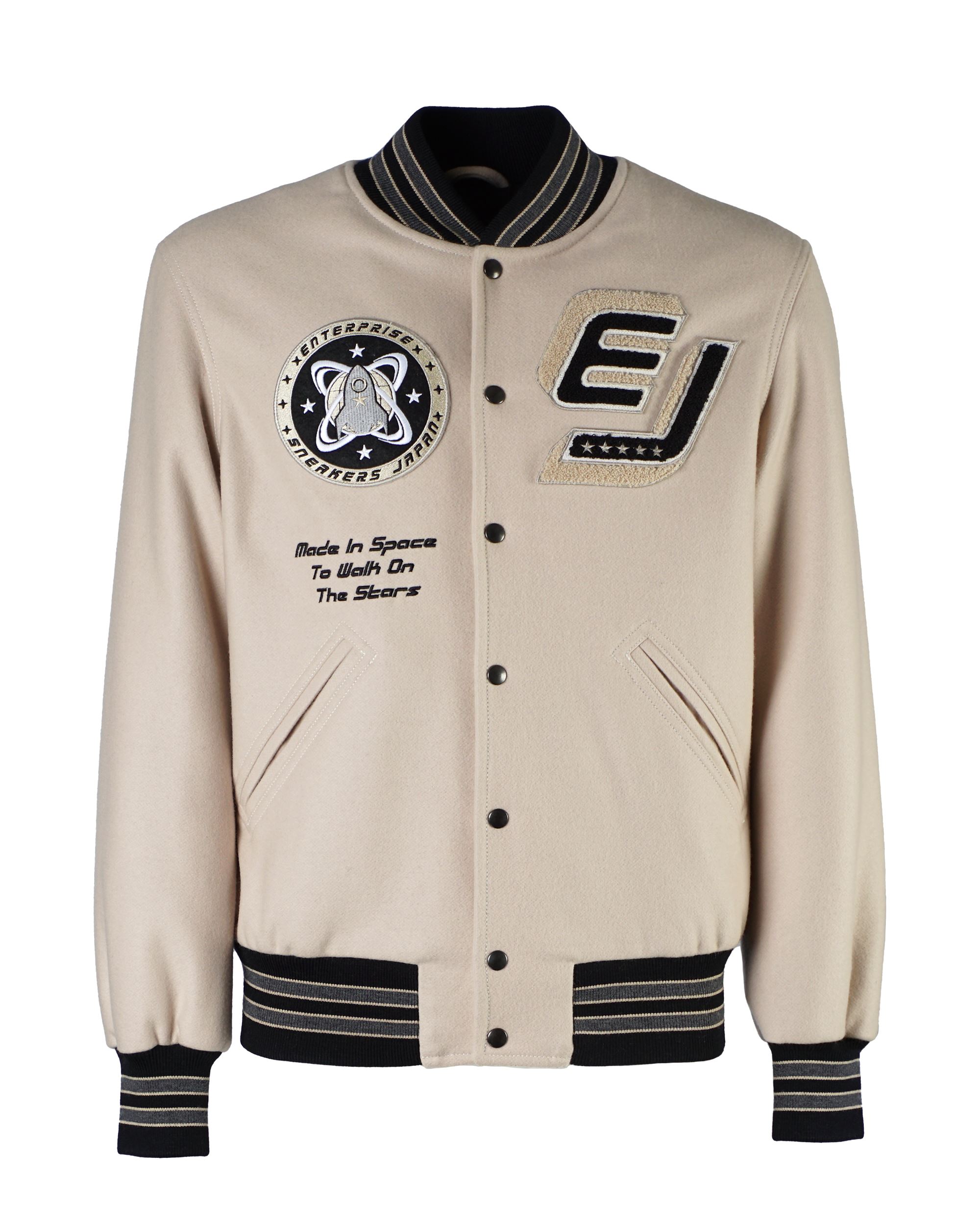 Shop Enterprise Japan Beige Varsity Jacket