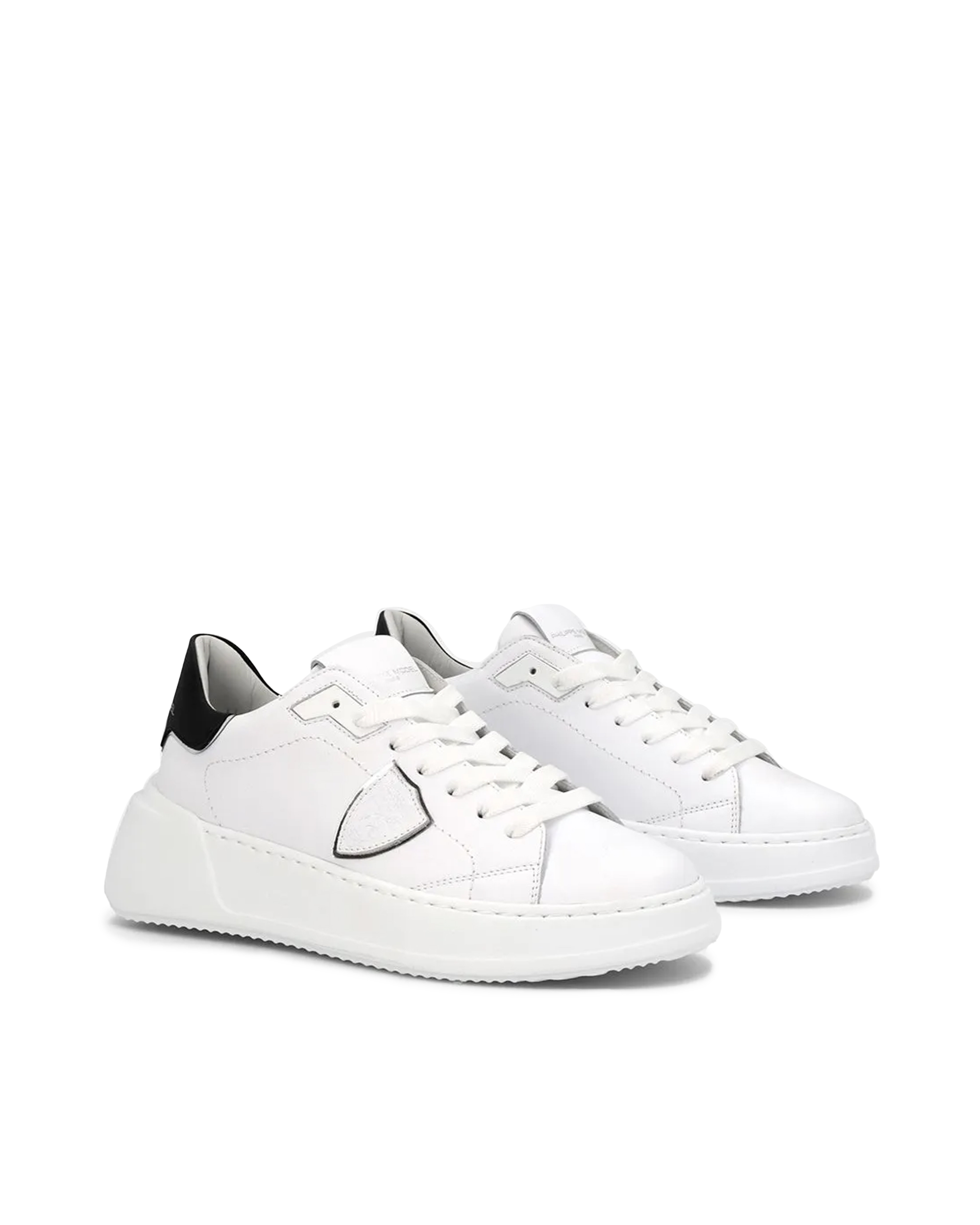 Shop Philippe Model Paris Sneakers Tres Temple Low White And Black In V010