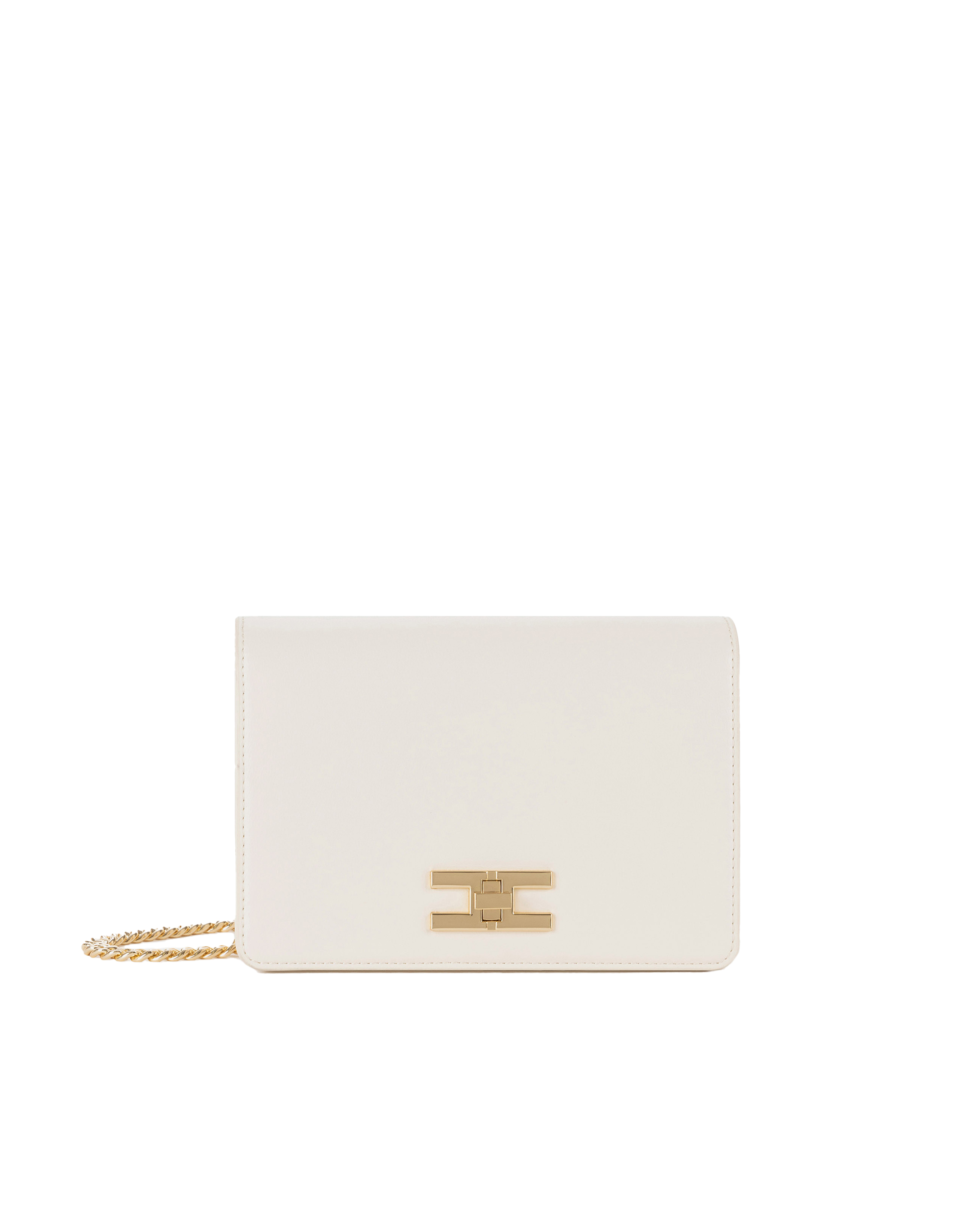 Shop Elisabetta Franchi Shoulder Butter Bag With Golden Spinner Logo In 193burro