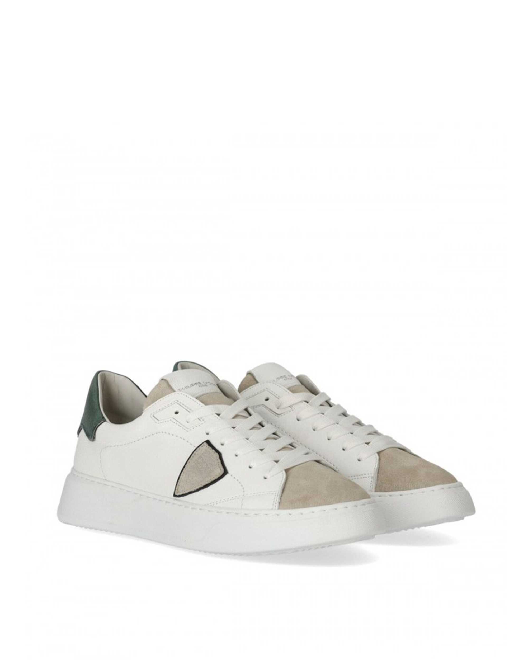 Shop Philippe Model Paris Sneaker Temple Low White/green In Wx10
