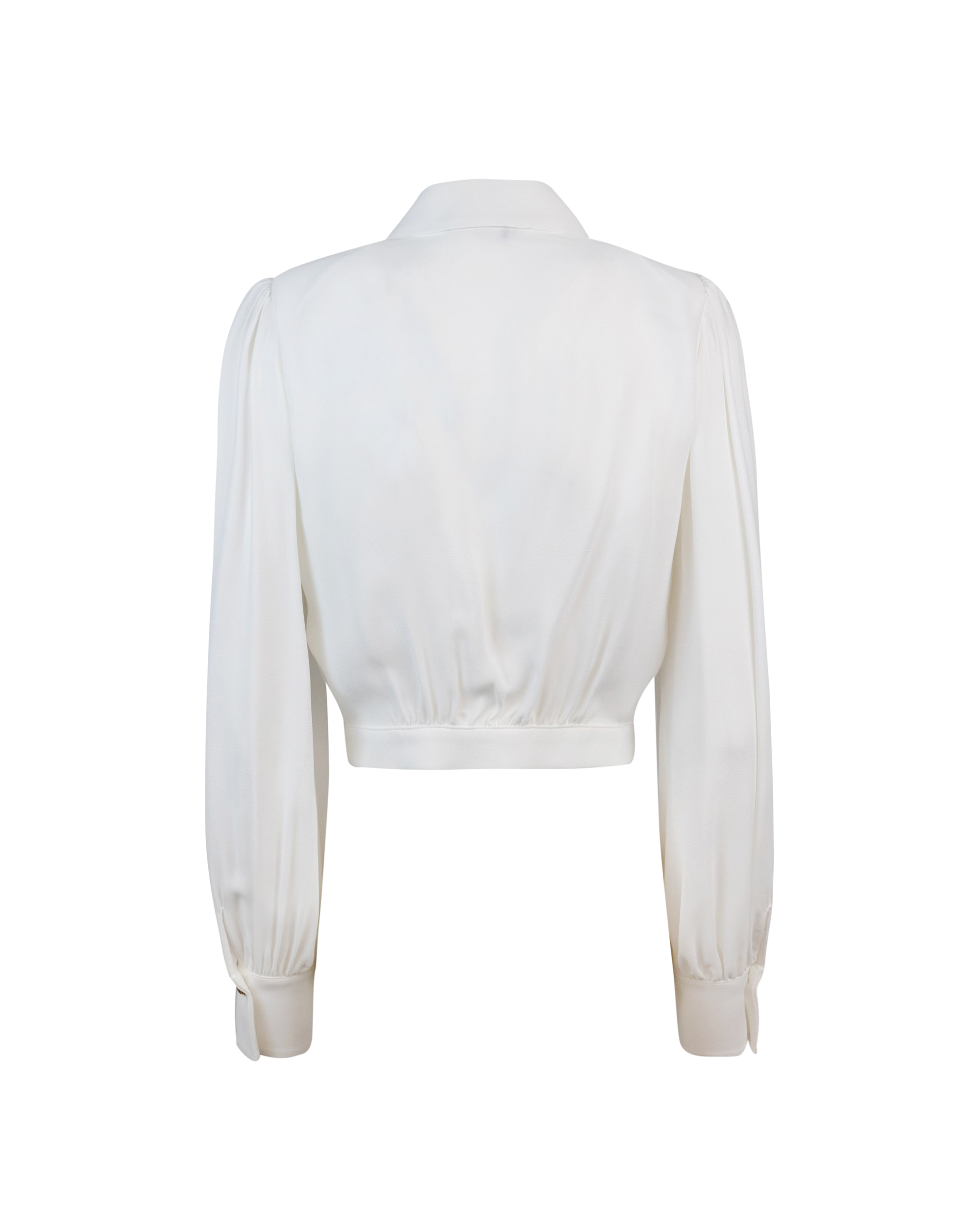Shop Elisabetta Franchi Cropped Georgette Shirt In 360avorio
