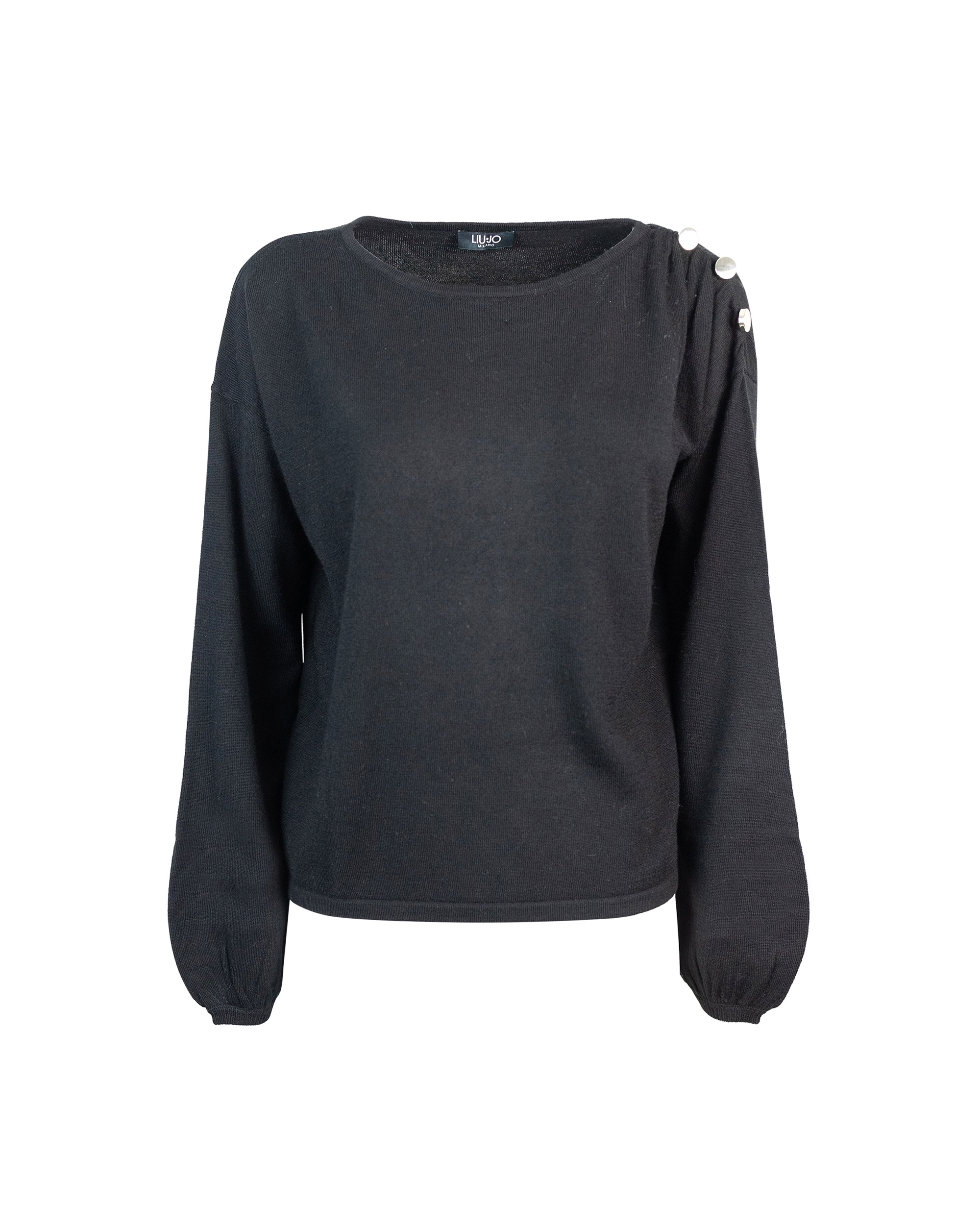 Shop Liu •jo Black Sweater With Buttons
