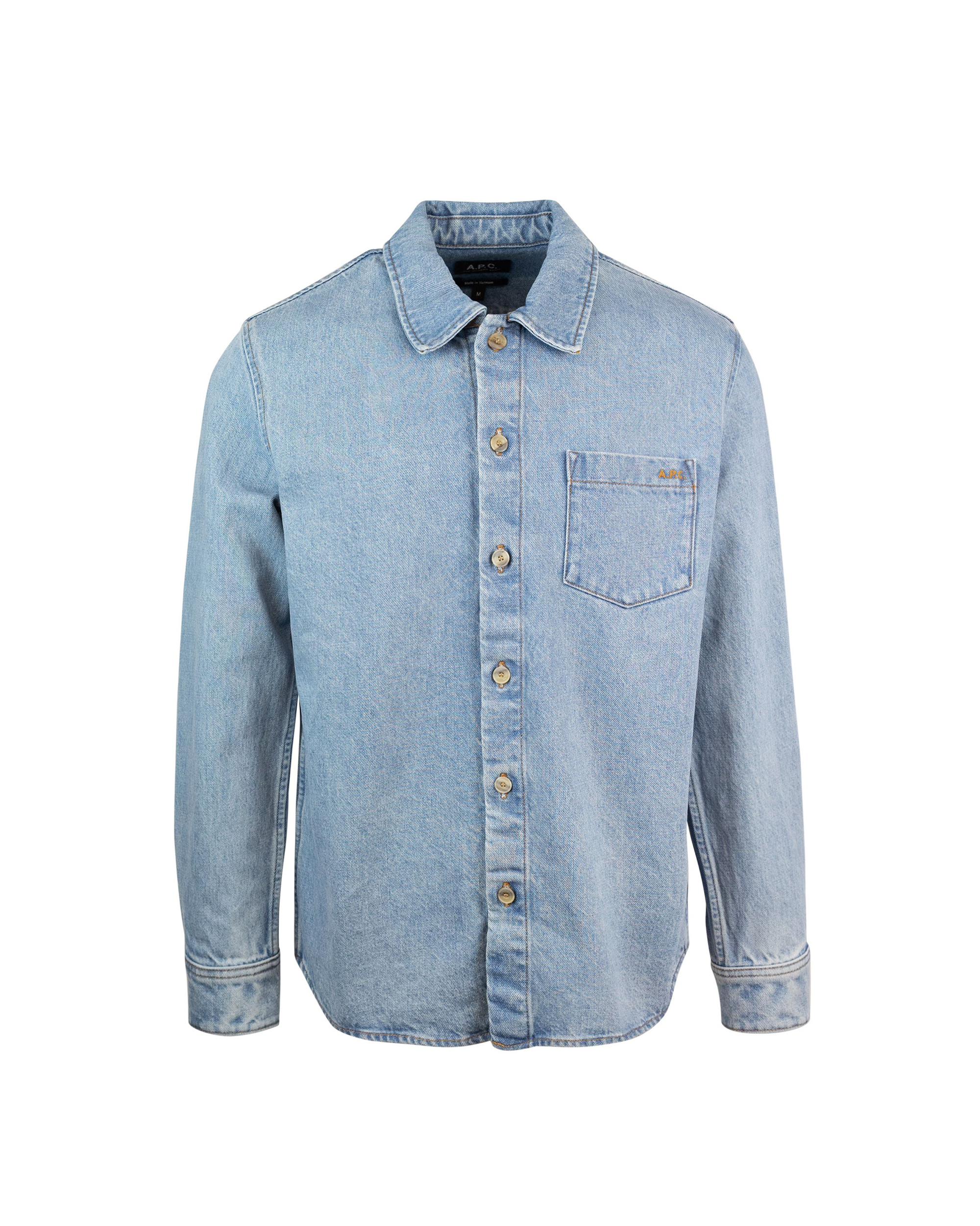Shop Apc Vittorio Overshirt Embroidered Chest In Iab