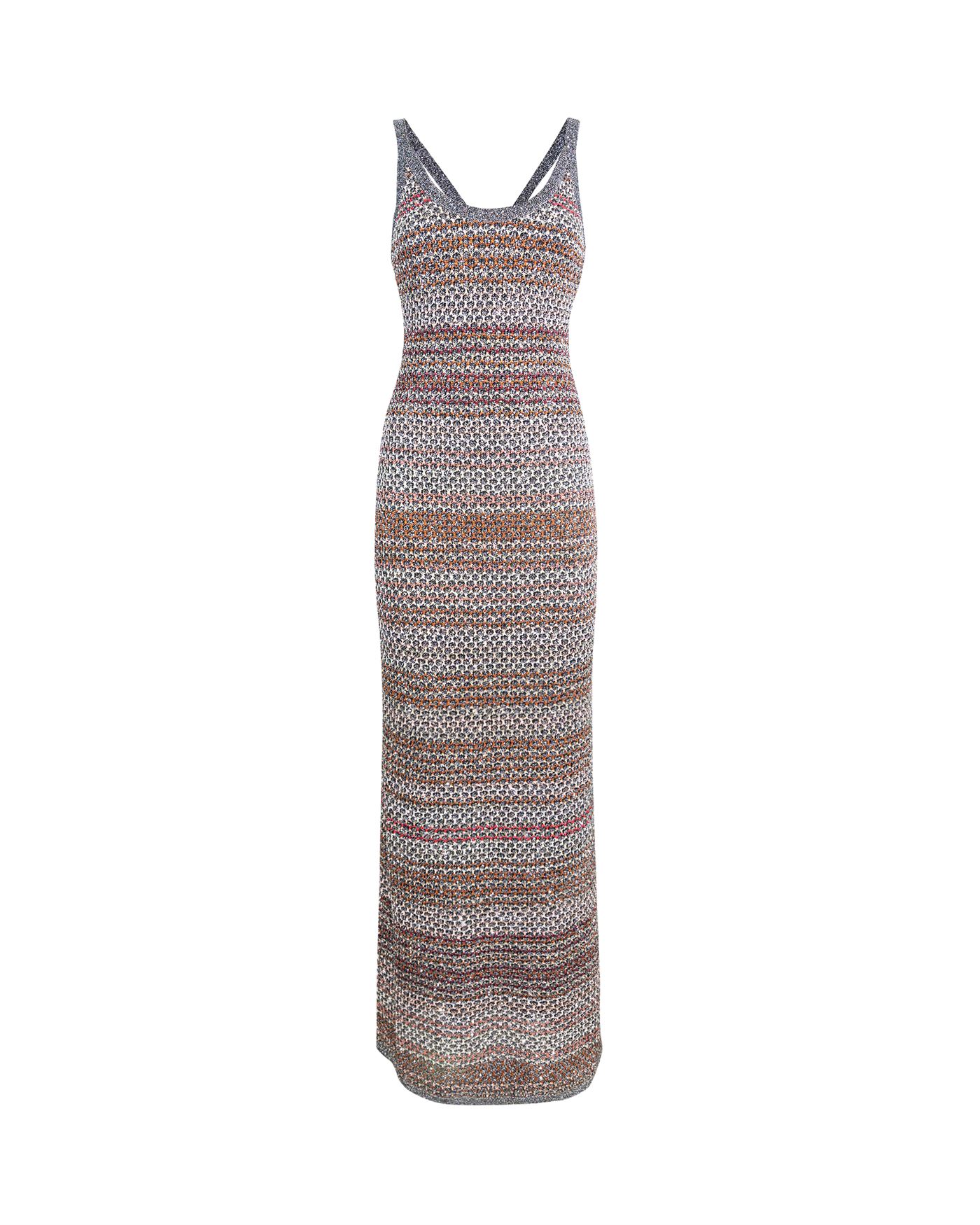 Shop Missoni Long Zig Zag Knit Dress With Crochet Effect Texture In Bk033psm9aj