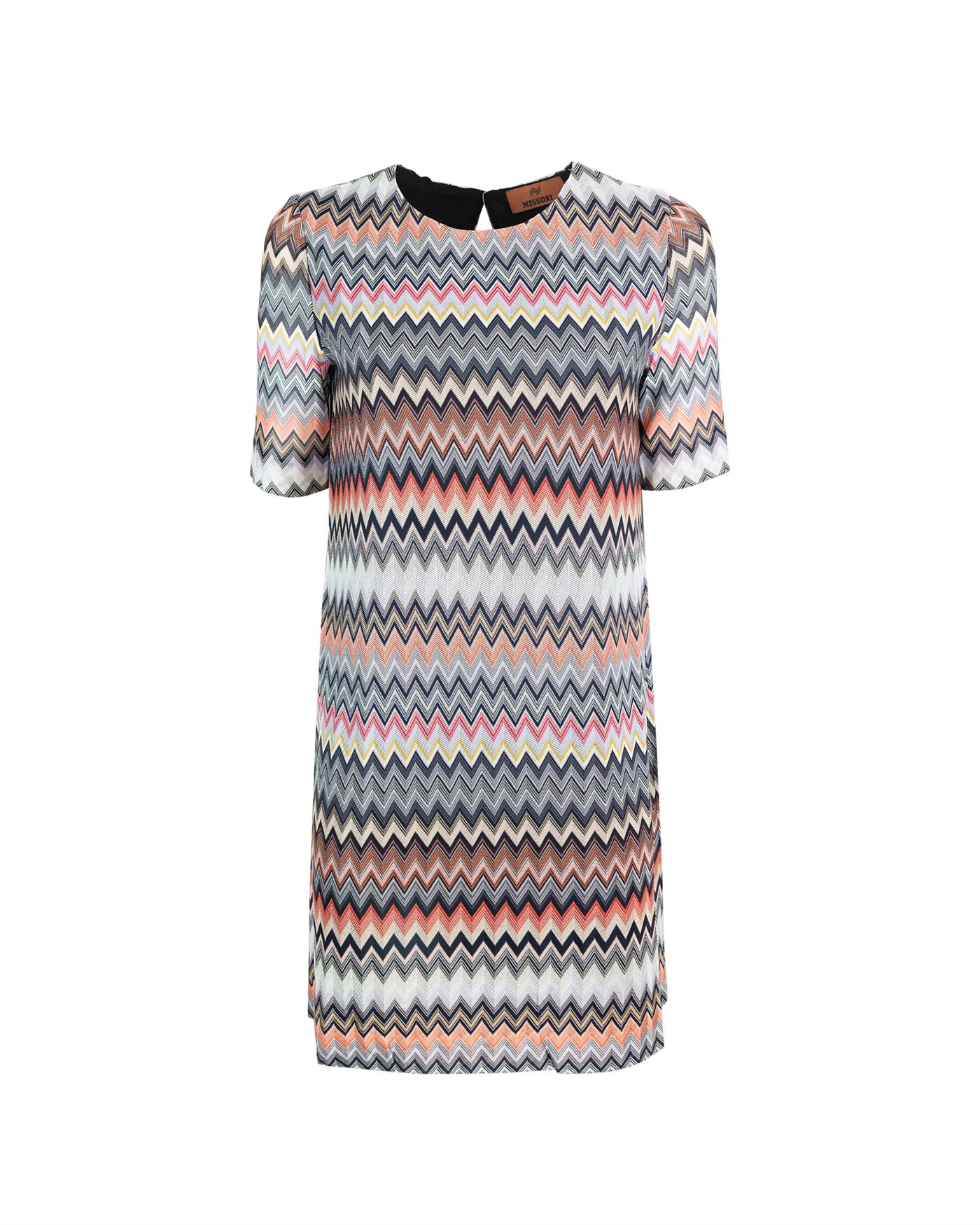 Shop Missoni Short-sleeved Dress In Cotton And Viscose Zig Zag In Br00umsm96p