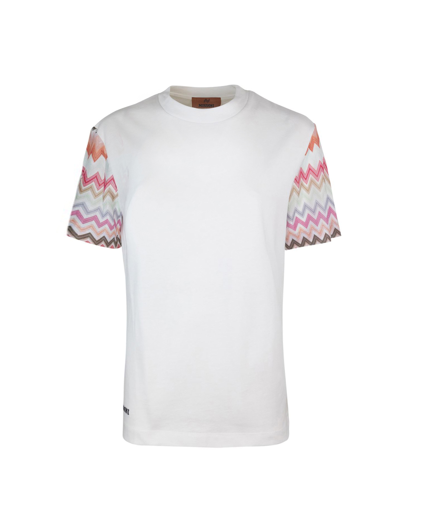 Shop Missoni White Cotton T-shirt With Zig Zag Inserts In Bj00jus01bd