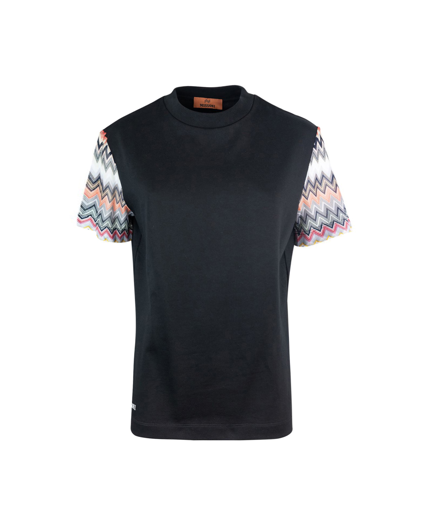 Shop Missoni Black Cotton T-shirt With Zig Zag Inserts In Bj00jus91j1