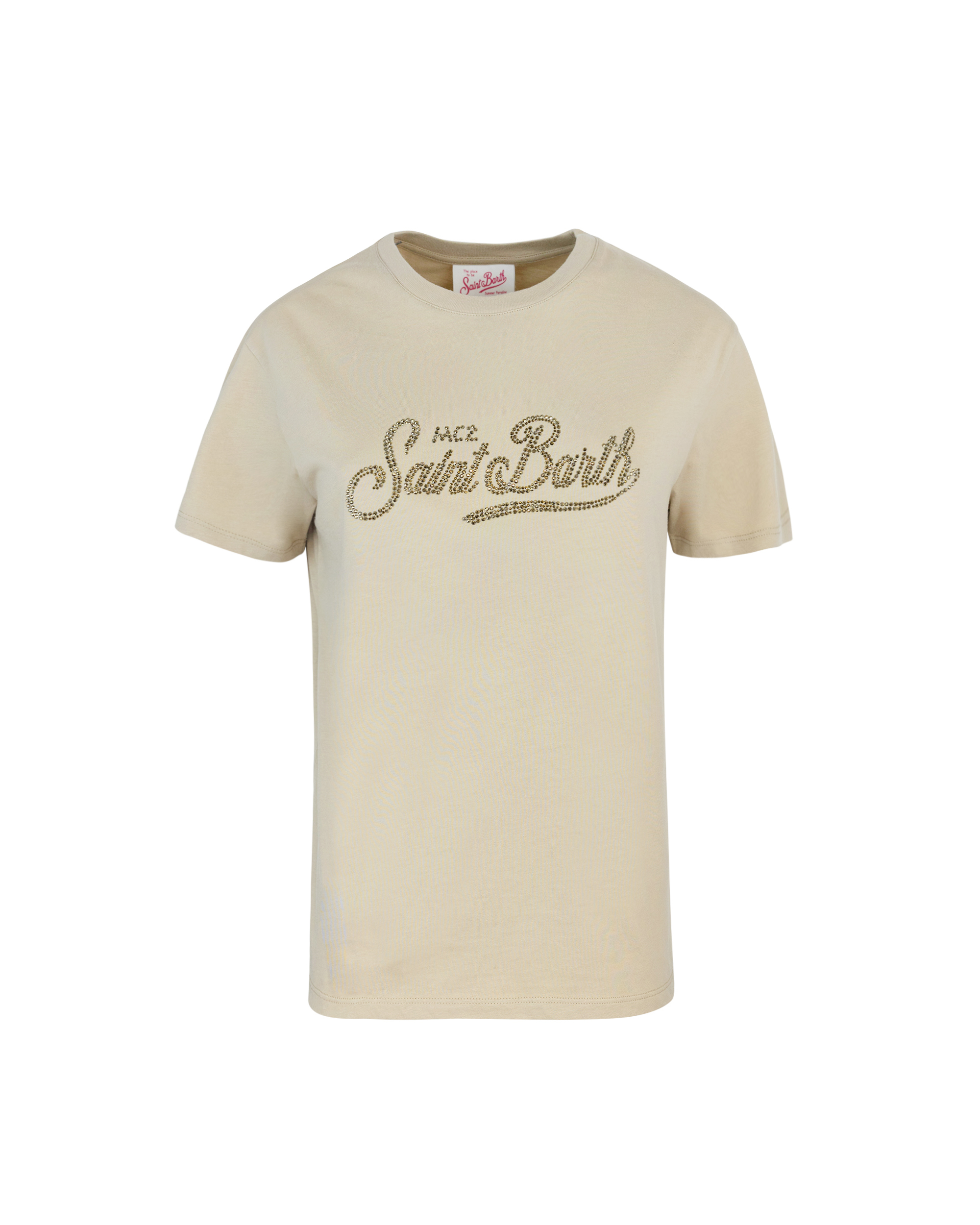 Mc2 Saint Barth T-shirt Strass Logo In Neutral