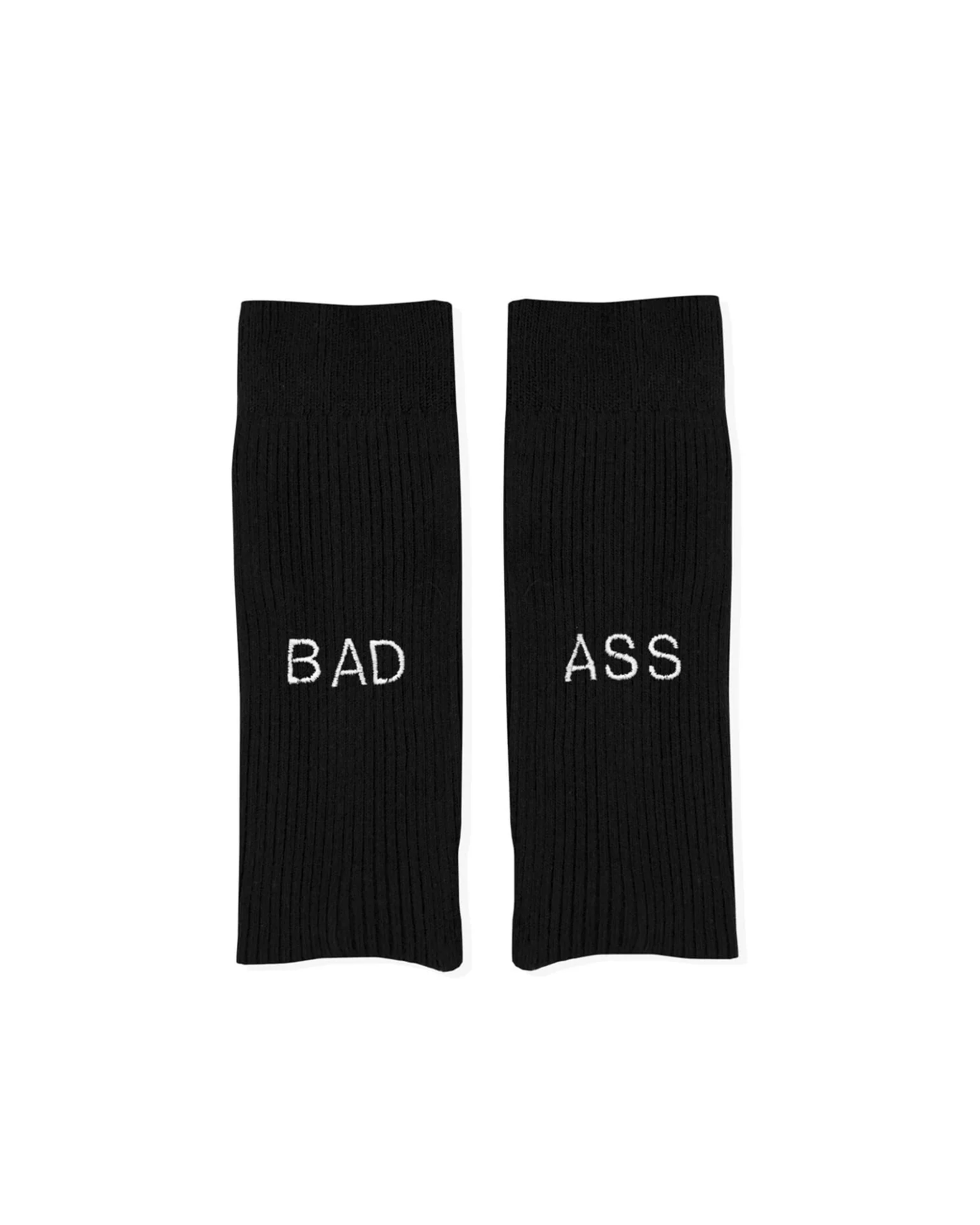 Encré. Black Socks With "bad Ass" Embroidery
