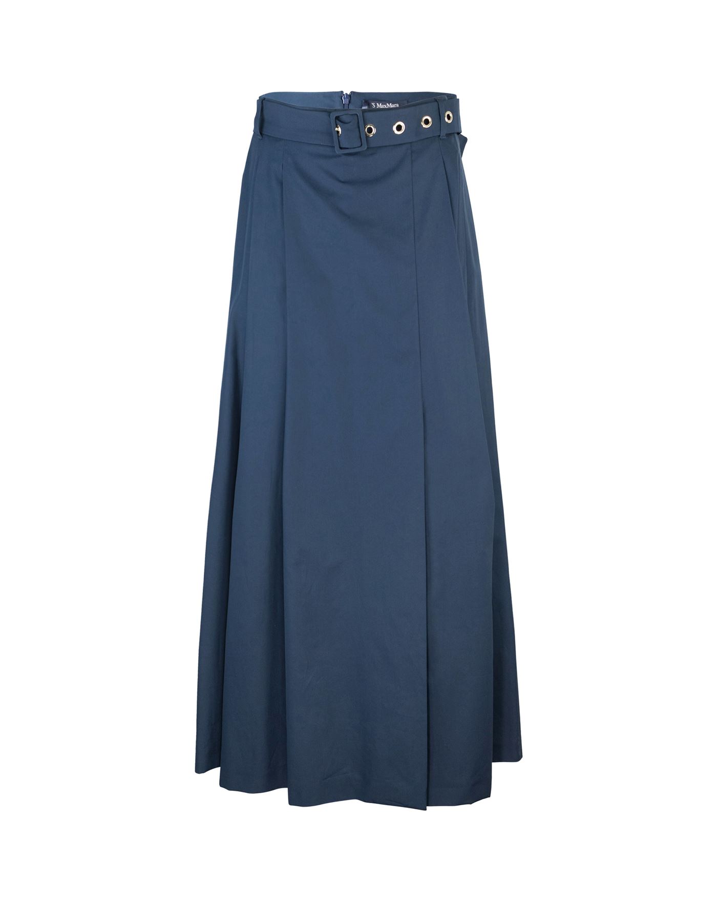 Shop 's Max Mara Gilda Blue Skirt In Cotton Poplin In 42blu Notte