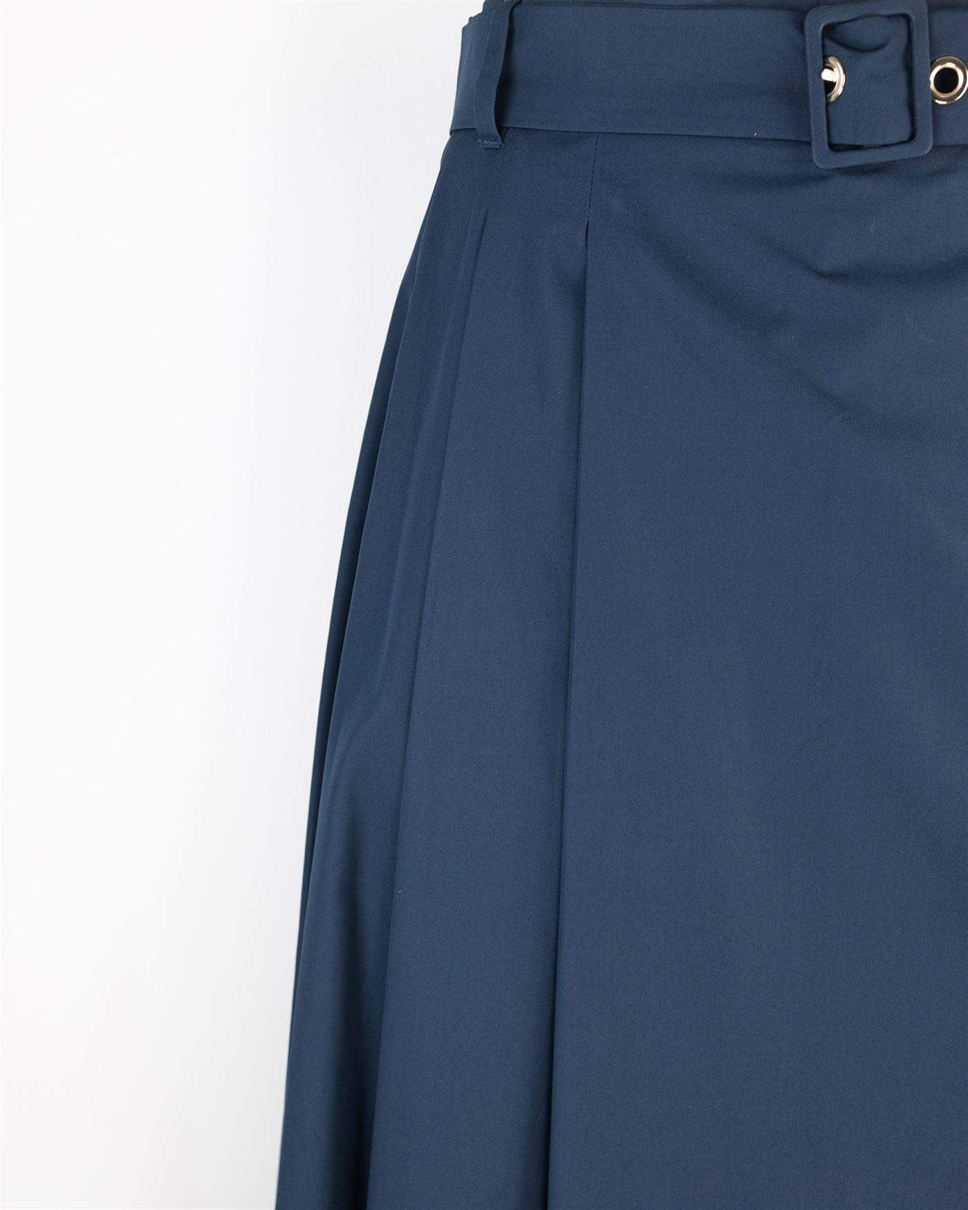 Shop 's Max Mara Gilda Blue Skirt In Cotton Poplin In 42blu Notte