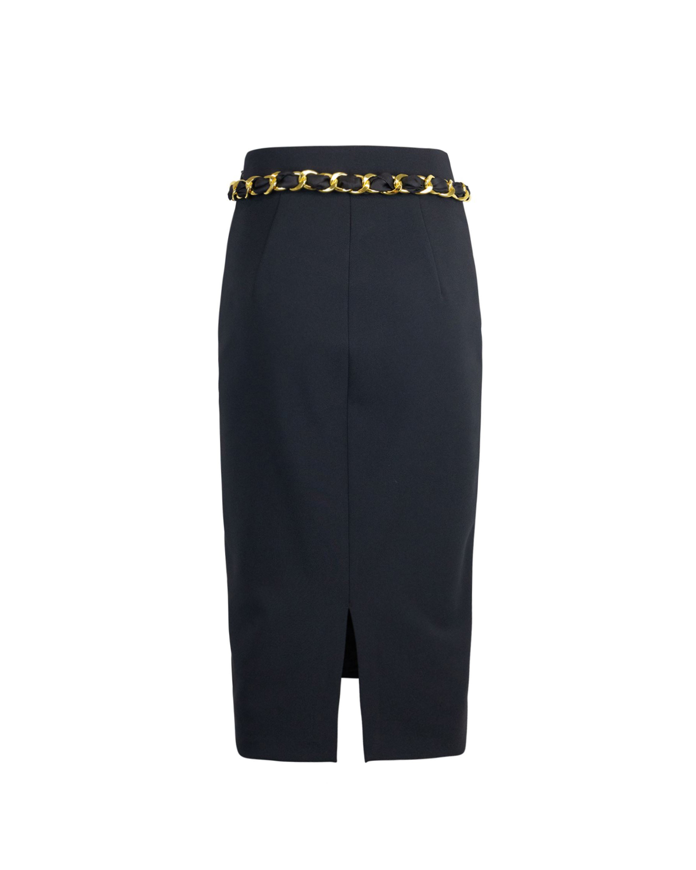 Shop Elisabetta Franchi Midi Skirt With Scarf Belt In 110nero
