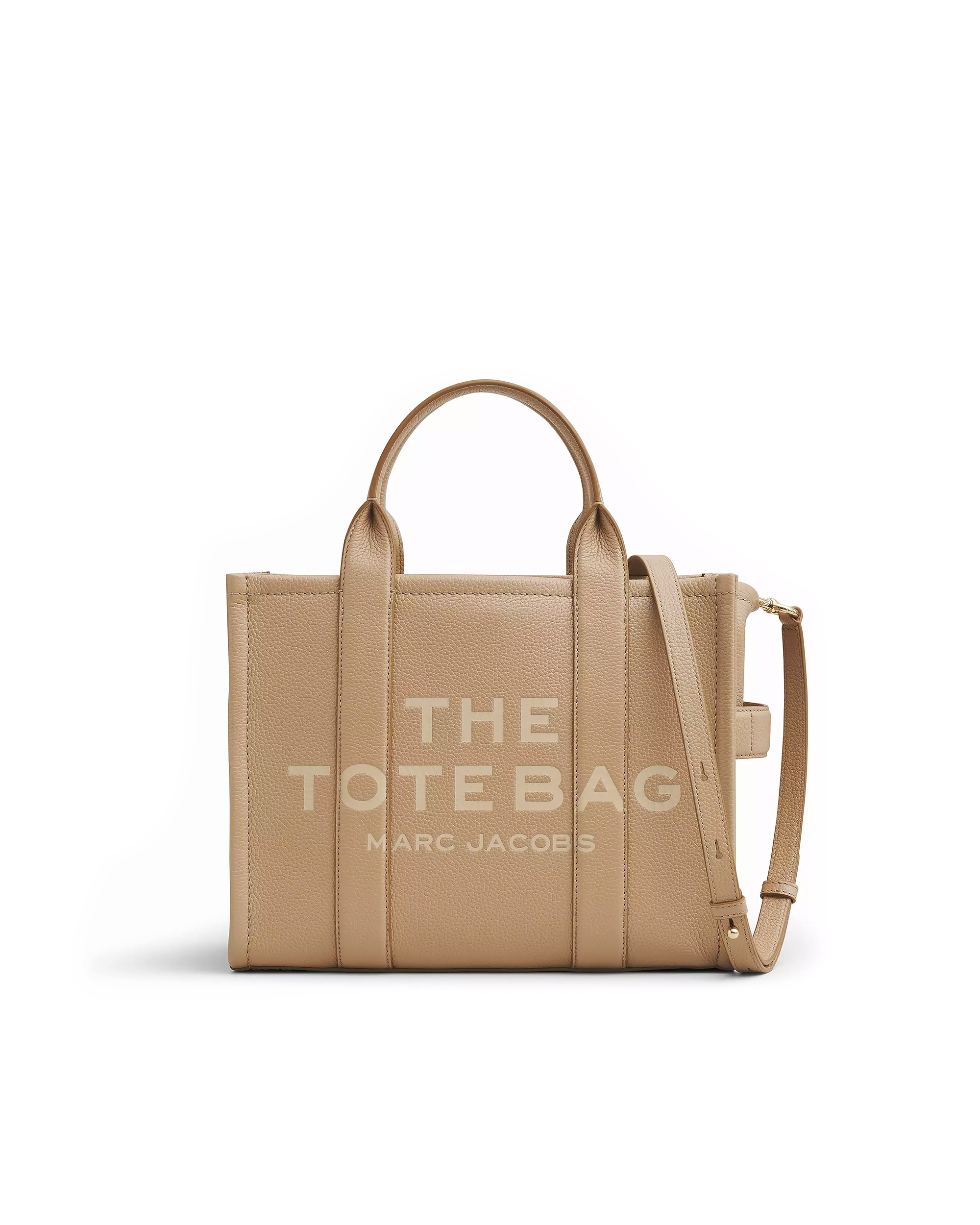 Shop Marc Jacobs The Leather Medium Tote Bag Camel In 230