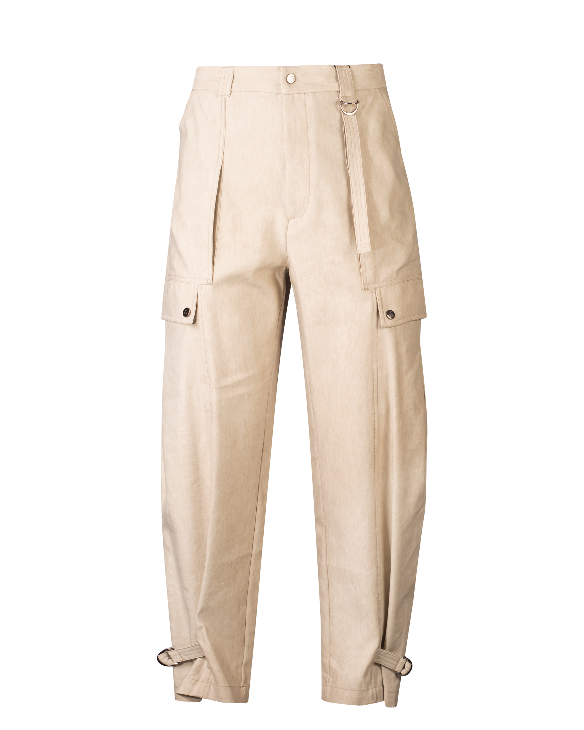 Shop Emporio Armani Beige Cargo Trousers In Cold Dyed Technical Gabardine
