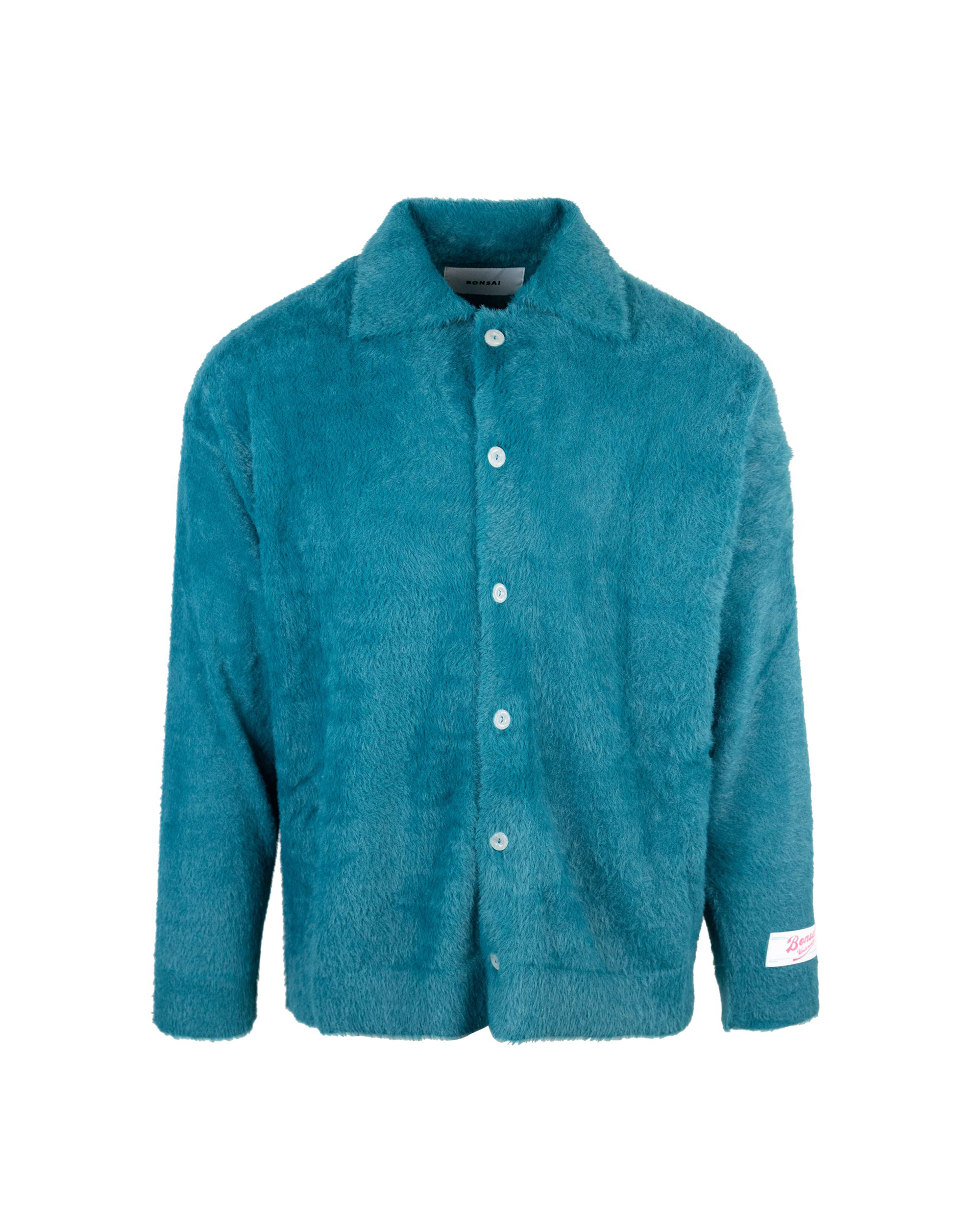 Shop Bonsai Clothing Polo Shirt In Light Blue Faux Fur In Ocedep