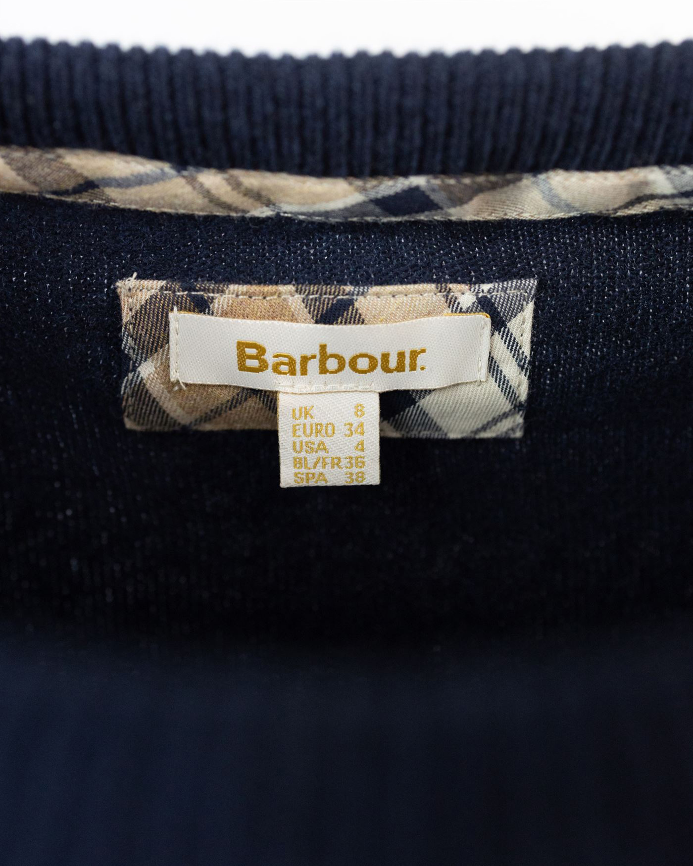 Shop Barbour Pendle Sweater With Tartan Trim In Ny77navy/fawn