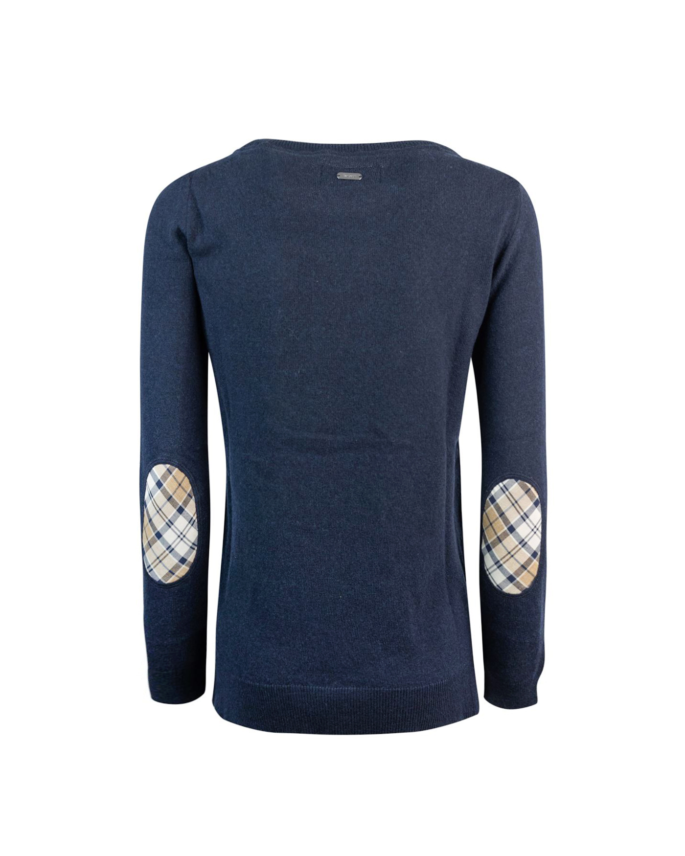 Shop Barbour Pendle Sweater With Tartan Trim In Ny77navy/fawn