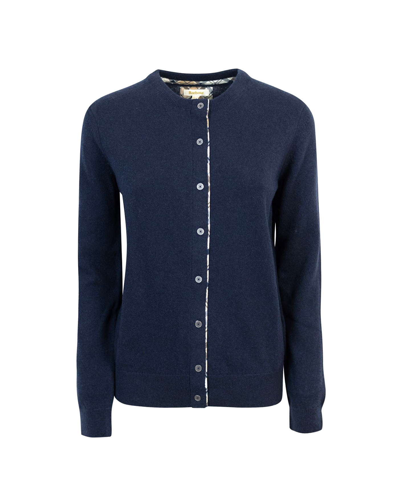 Shop Barbour Cardigan With Tartan Profiles In Ny77navy/fawn
