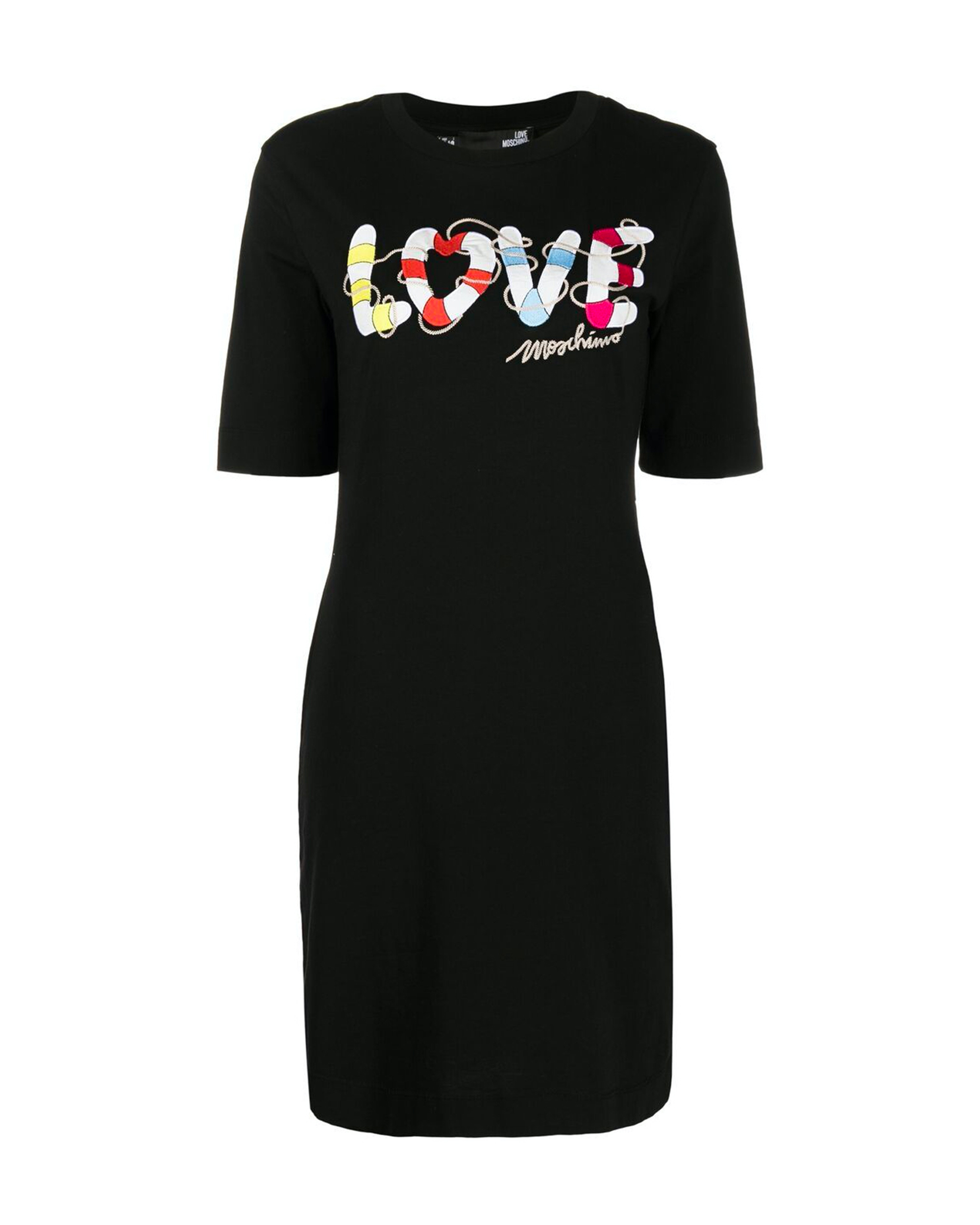 Shop Love Moschino T-shirt Dress With "love" Embroidery In Black