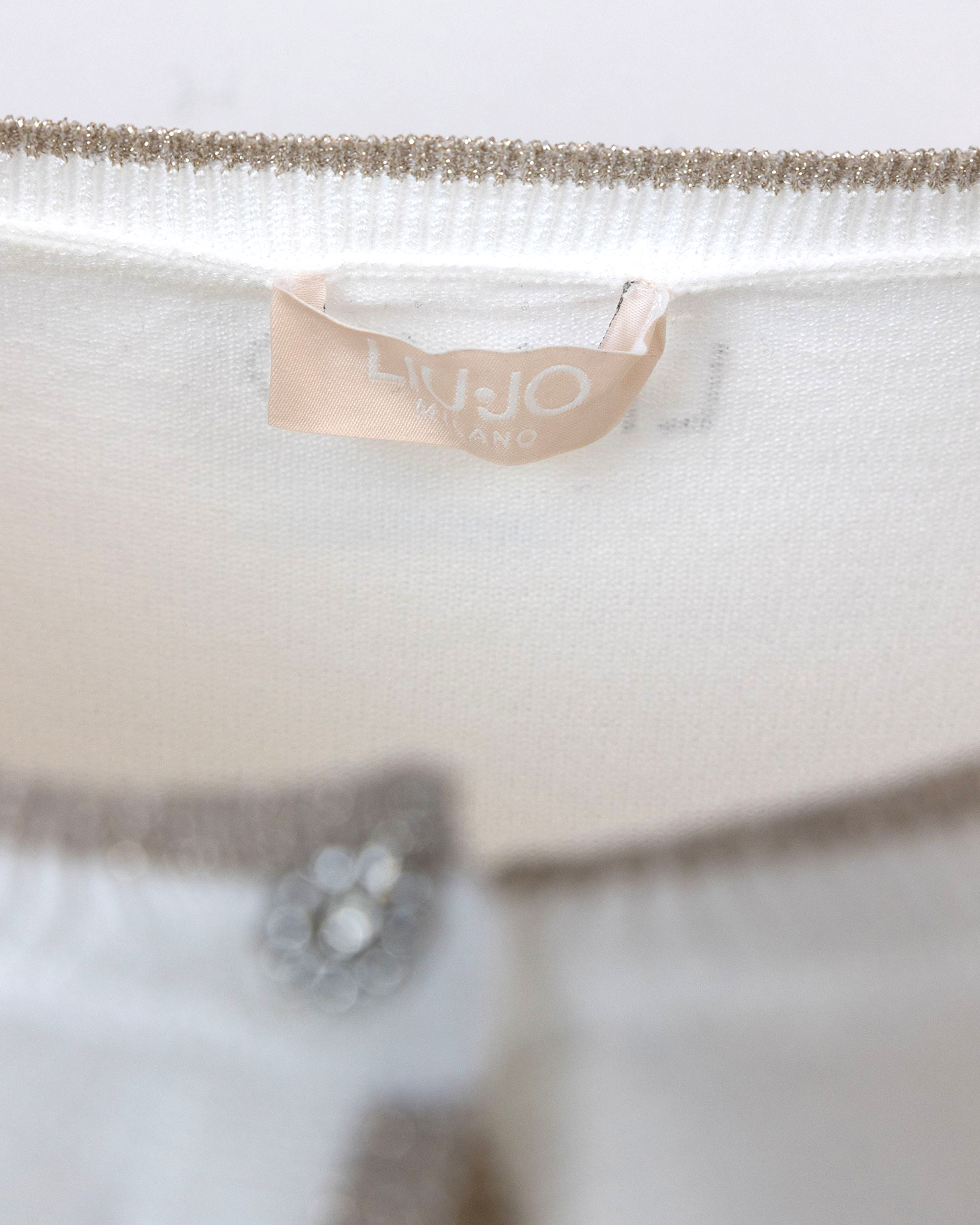 Shop Liu •jo White Cardigan With Jewel Buttons In 11111bianco Ottico