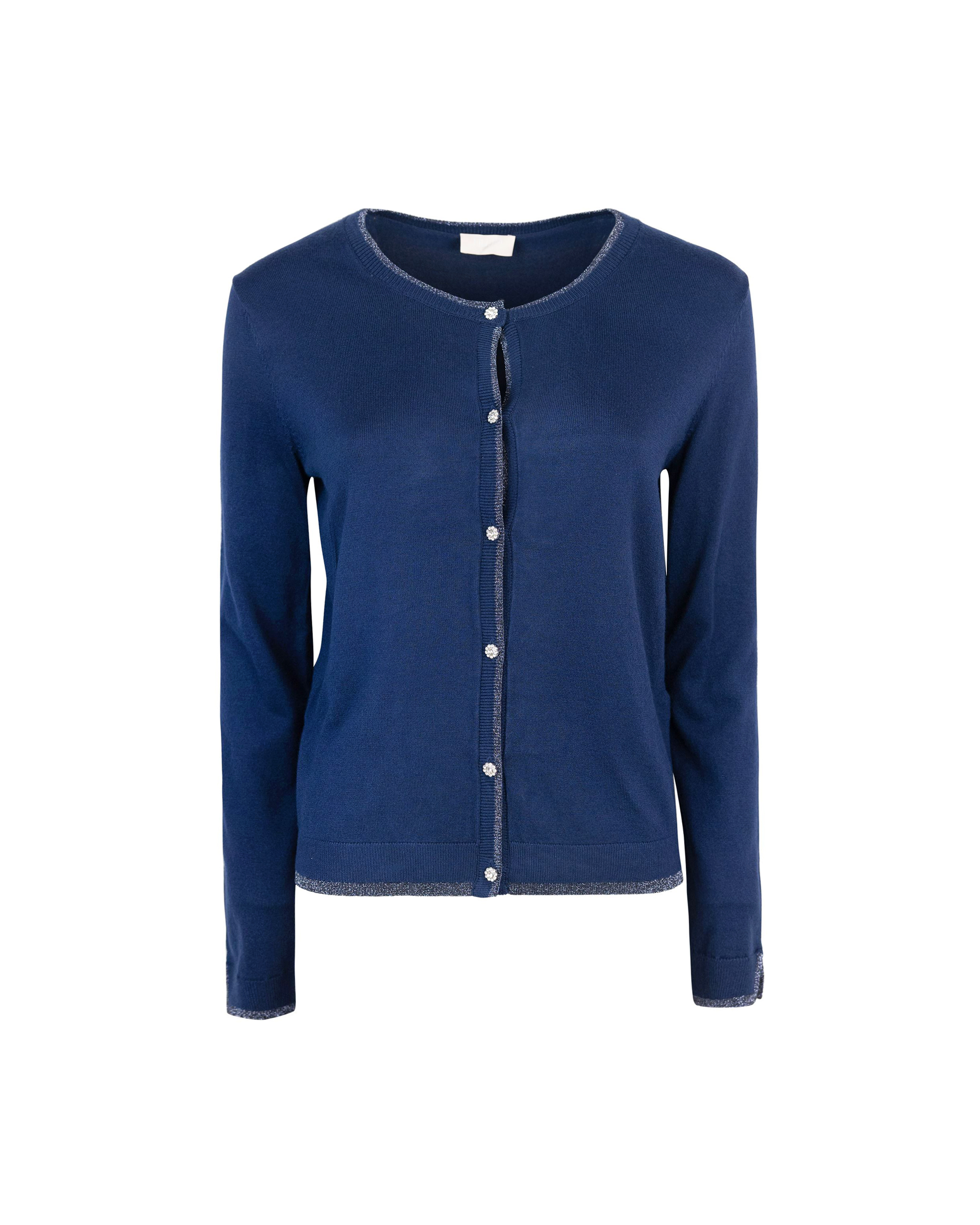 Shop Liu •jo Blue Cardigan With Jewel Buttons In 93831mistery