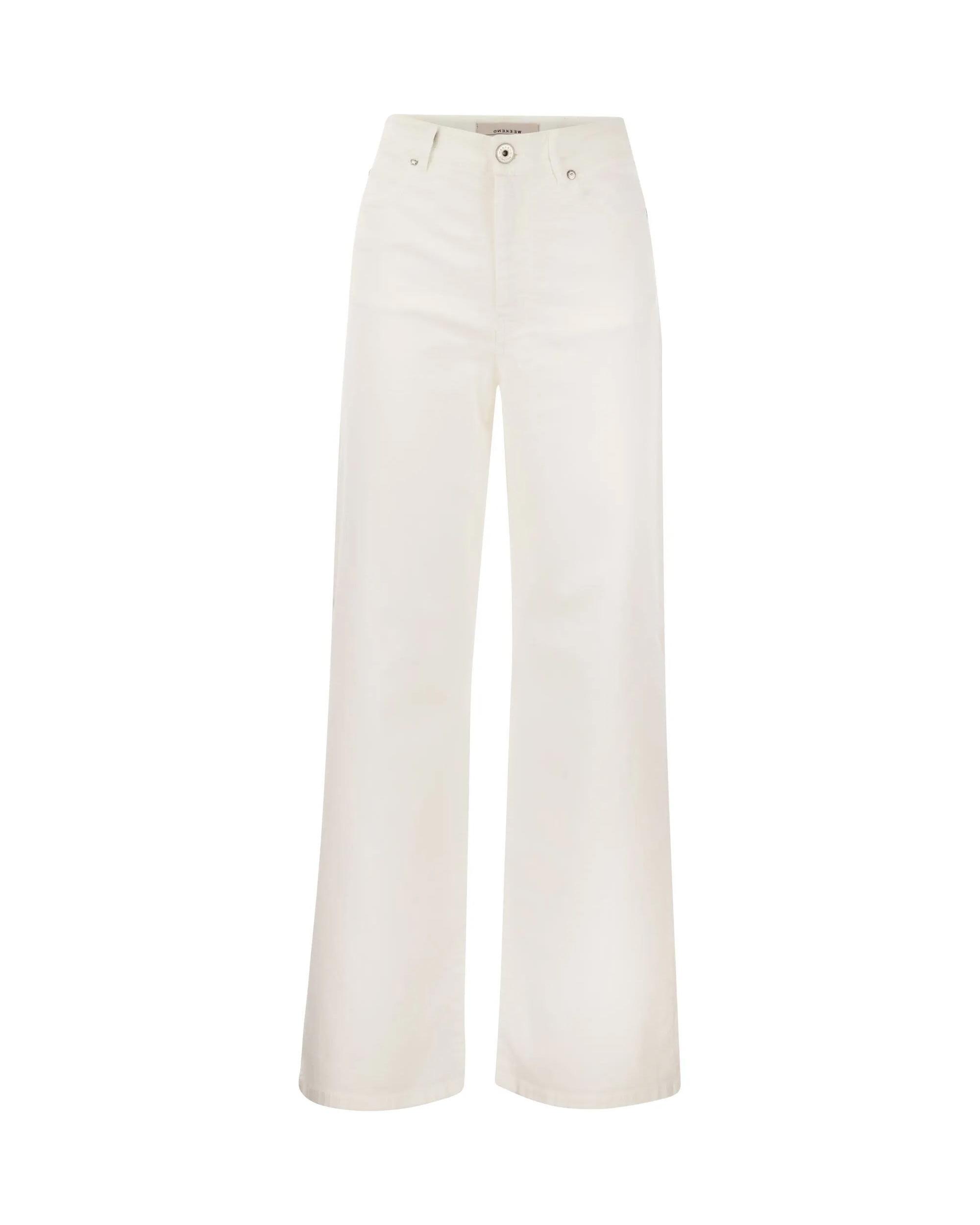 Shop Weekend Max Mara Cropped Cotton Trousers In White002