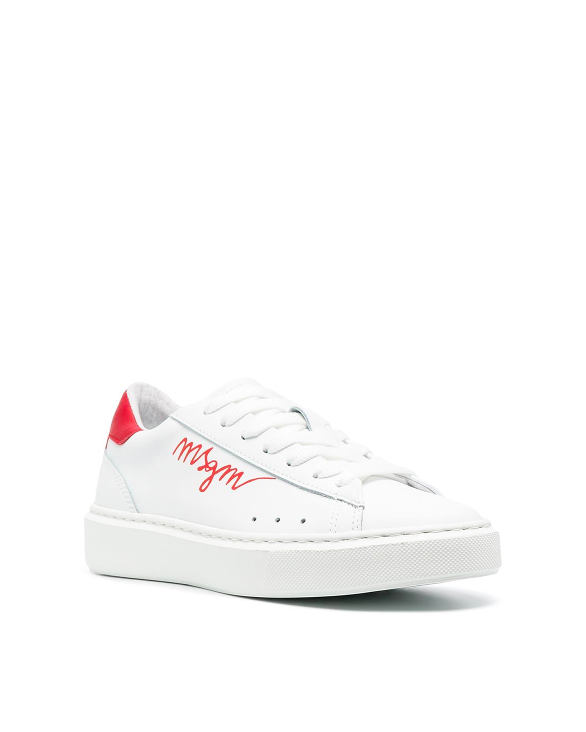 Shop Msgm White Sneakers With Logo In 18