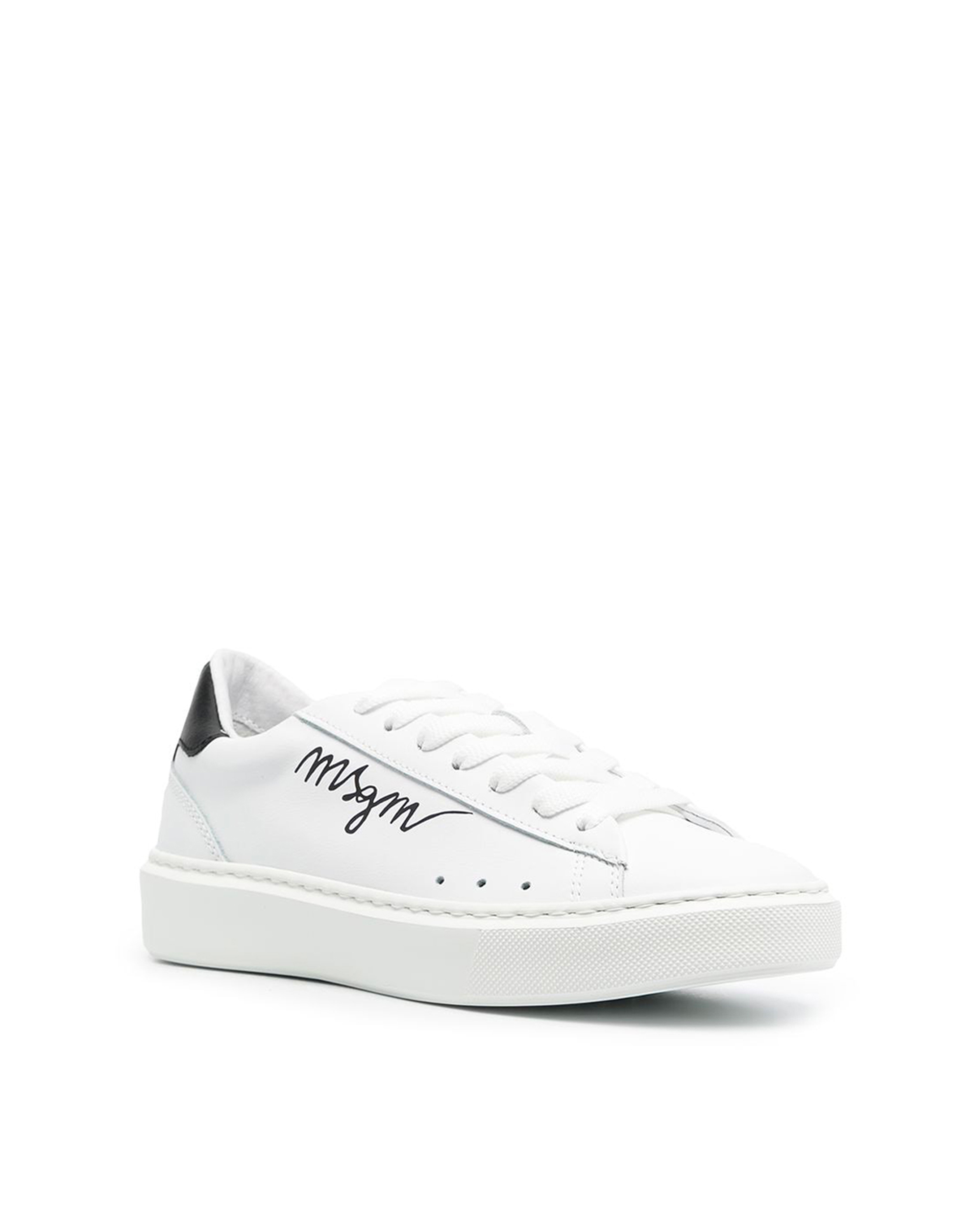 Shop Msgm White Sneakers With Logo In 99