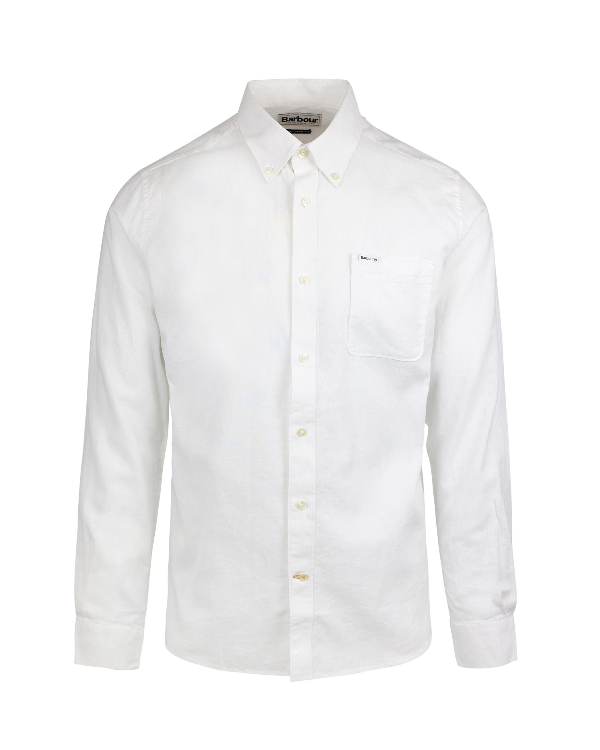 Barbour Nelson Tailored Fit Solid Linen & Cotton Button-down Shirt In Wh11white