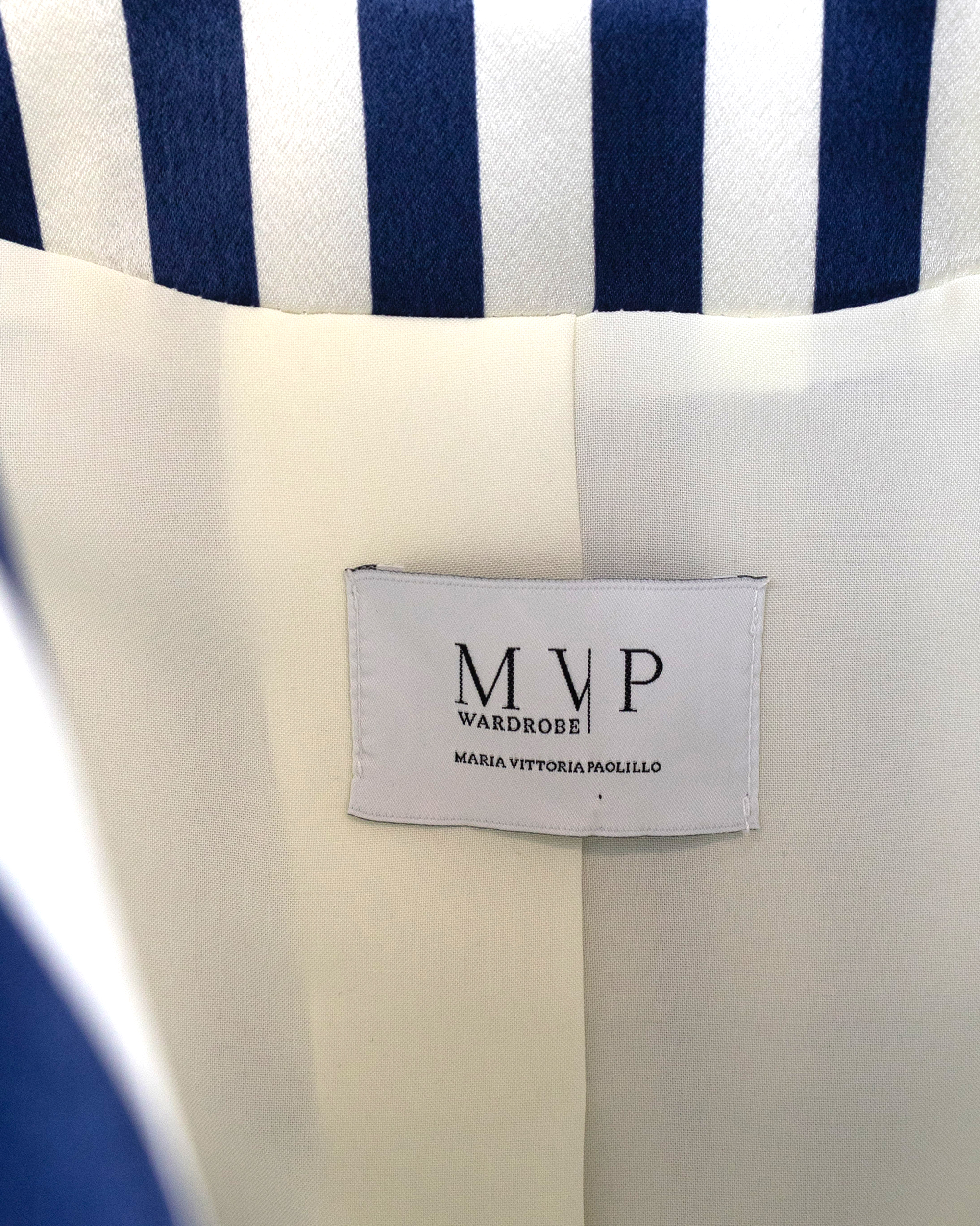 Shop Mvp Wardarobe Le Galion Jacket In 1318 Cream/deep Blue