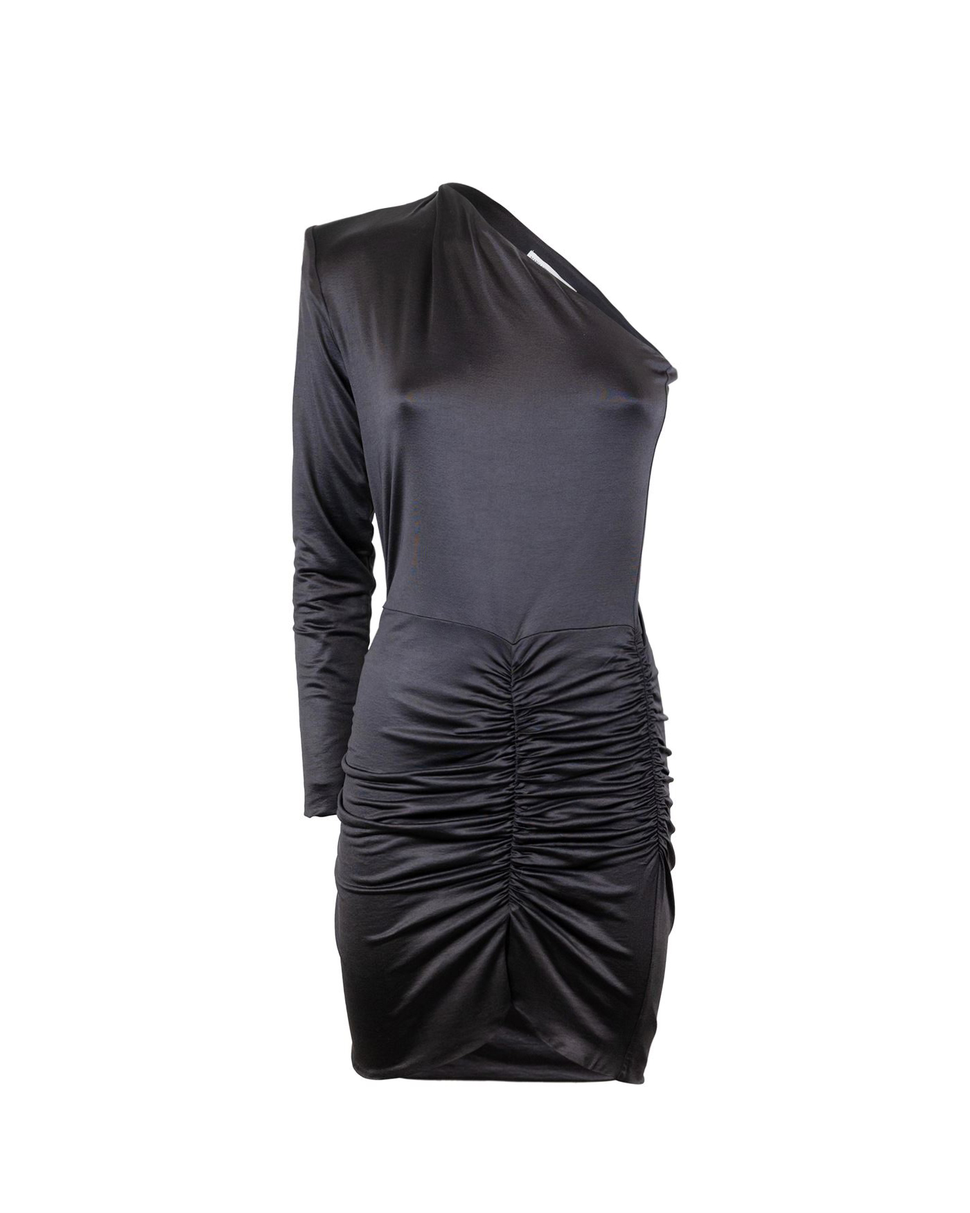 Shop Mvp Wardarobe One-shoulder Dress In Acetate In 0002nero