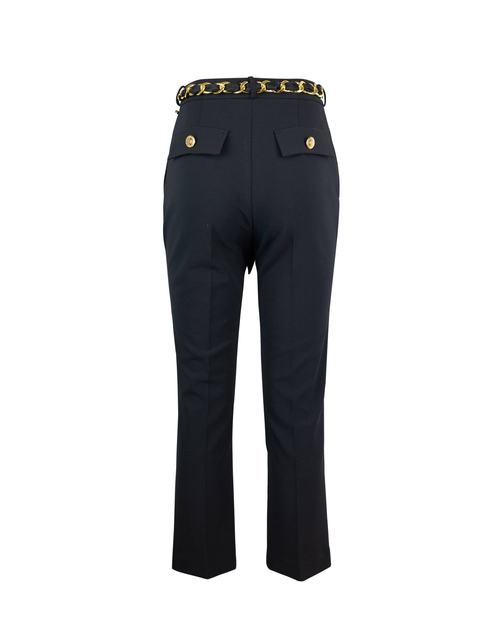 Shop Elisabetta Franchi Flared Trousers With Scarf Belt In 110nero