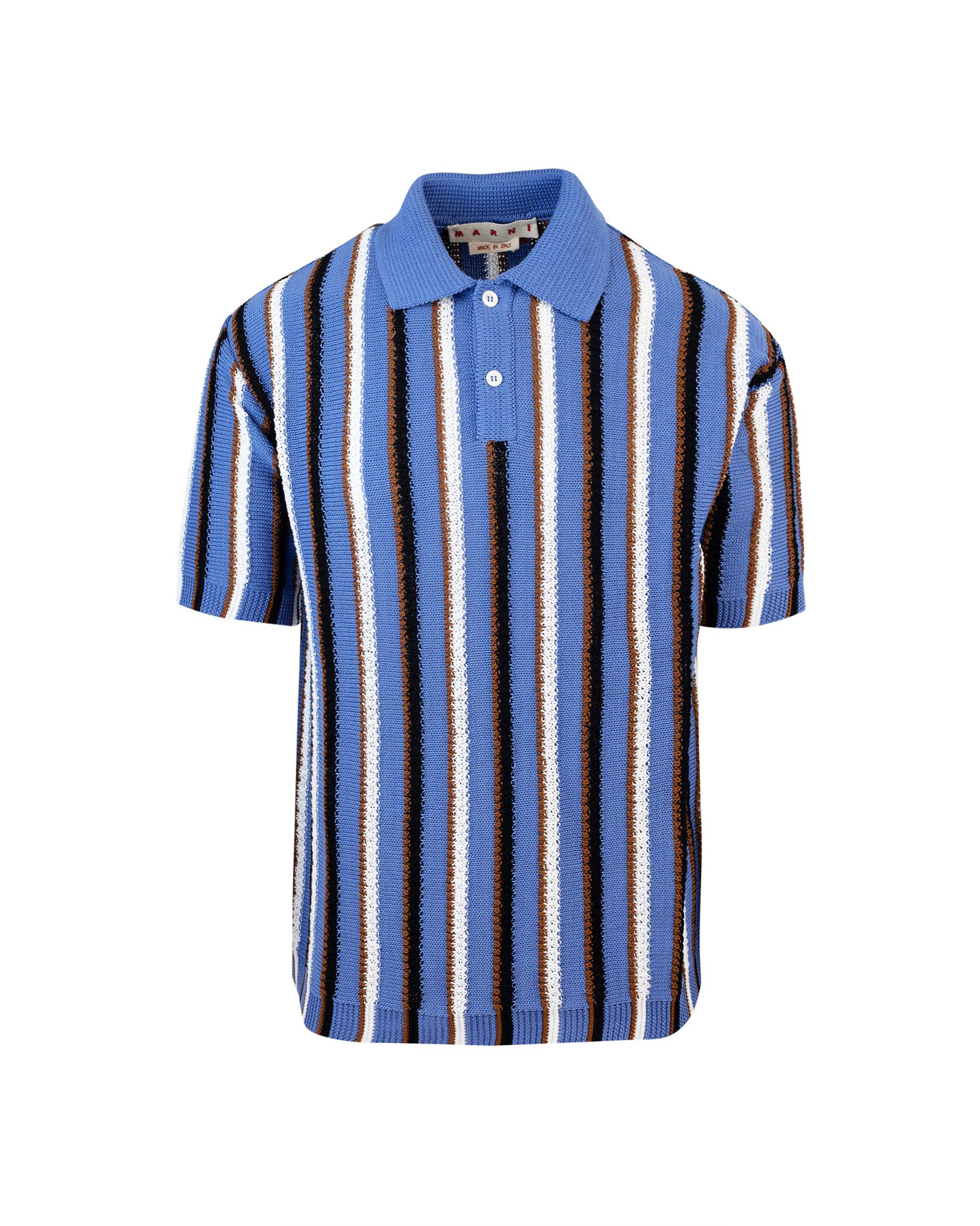 Shop Marni Jacquard Striped Polo Shirt In Inb37